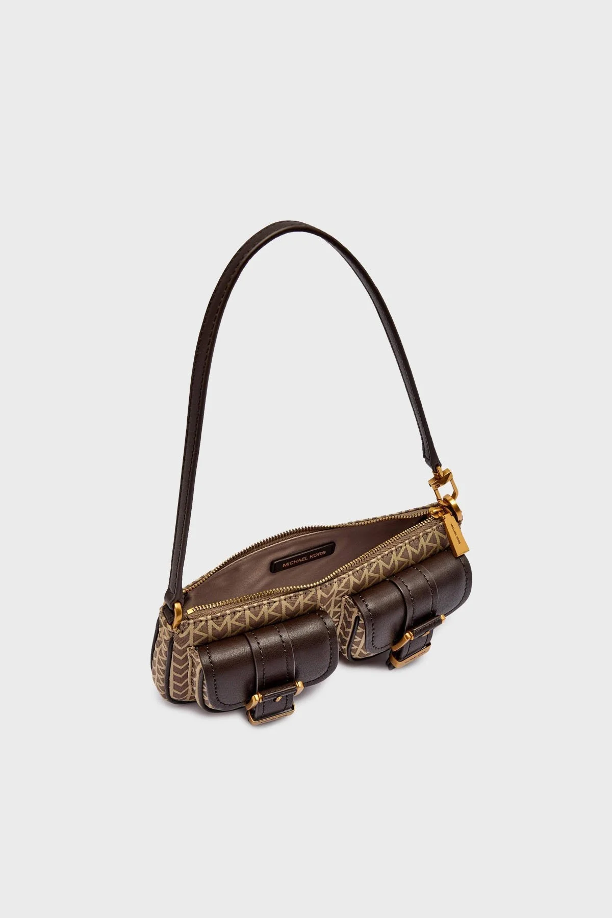 Michael Kors Jakarlı Logo Baskılı Çıkarılabilir Askılı Small 32T5AZCU1O270 Bayan Çanta 32T5AZCU1O 270 KAHVE - 5