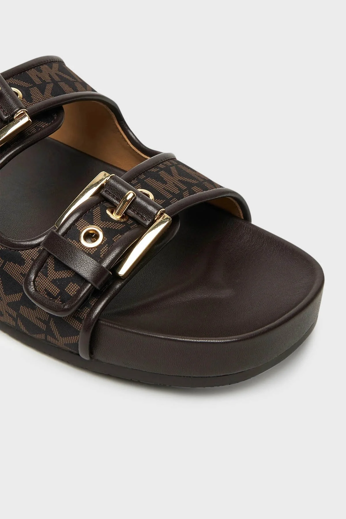 Michael Kors Logo Baskılı Çift Bantlı Kemerli 40T5BYFS1D200 Bayan Terlik 40T5BYFS1D 200 KAHVE - 6