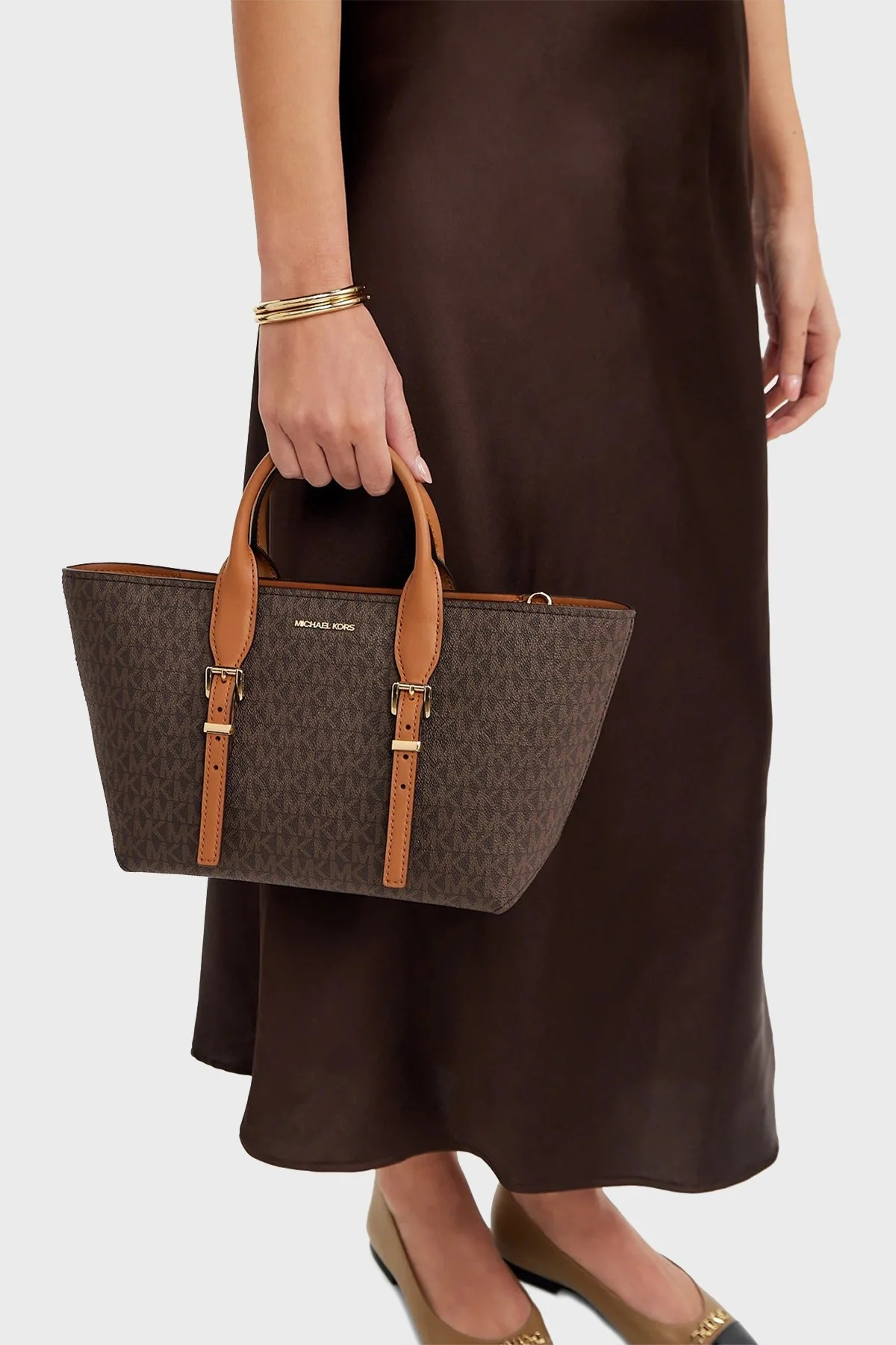 Michael Kors Logo Baskılı Çıkarılabilir Askılı Büyük 30R5G9OS1B252 Bayan Çanta 30R5G9OS1B 252 KAHVE - 7