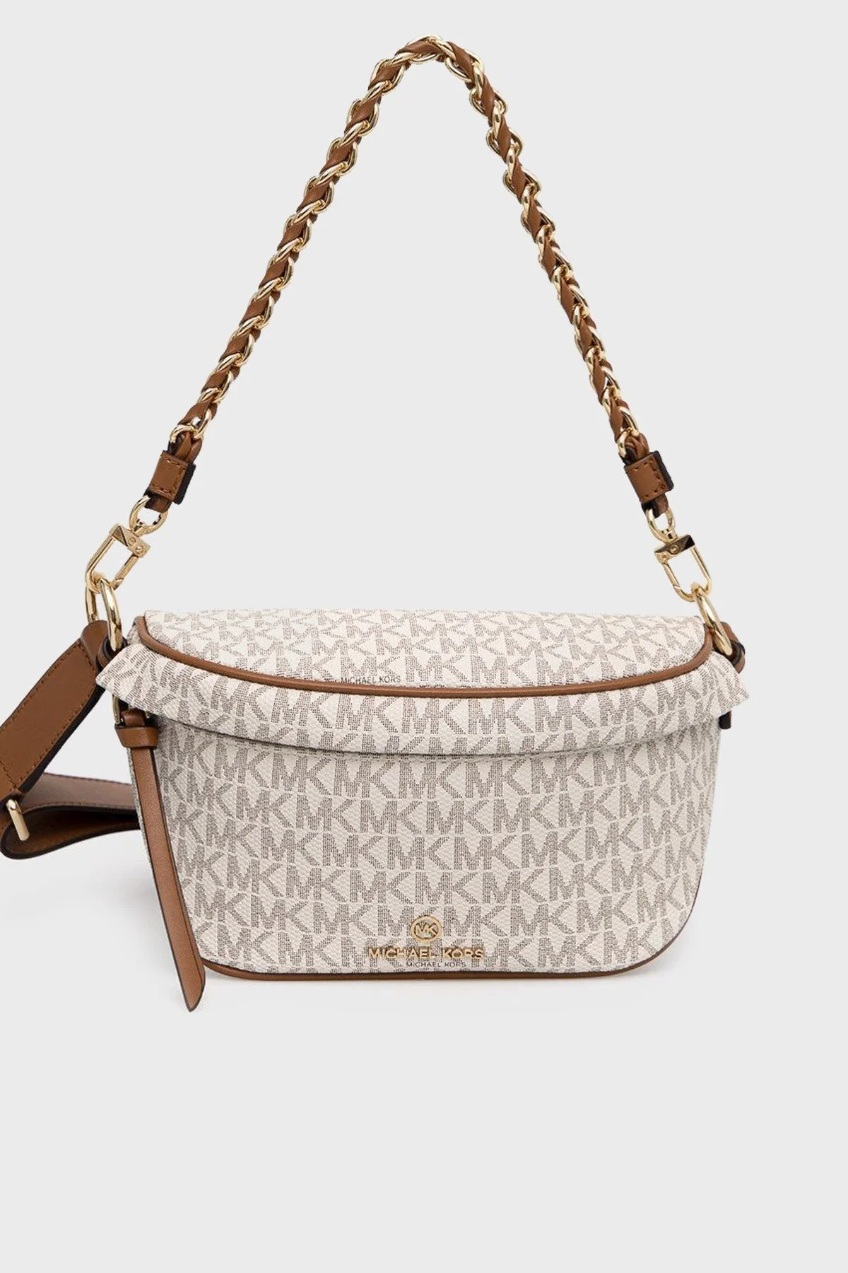 Michael Kors Logo Baskılı Kanvas Çıkarılabilir Zincirli Omuz Askılı 30S2G04M1B149 Bayan Çanta 30S2G04M1B 149 VANİLYA - 1