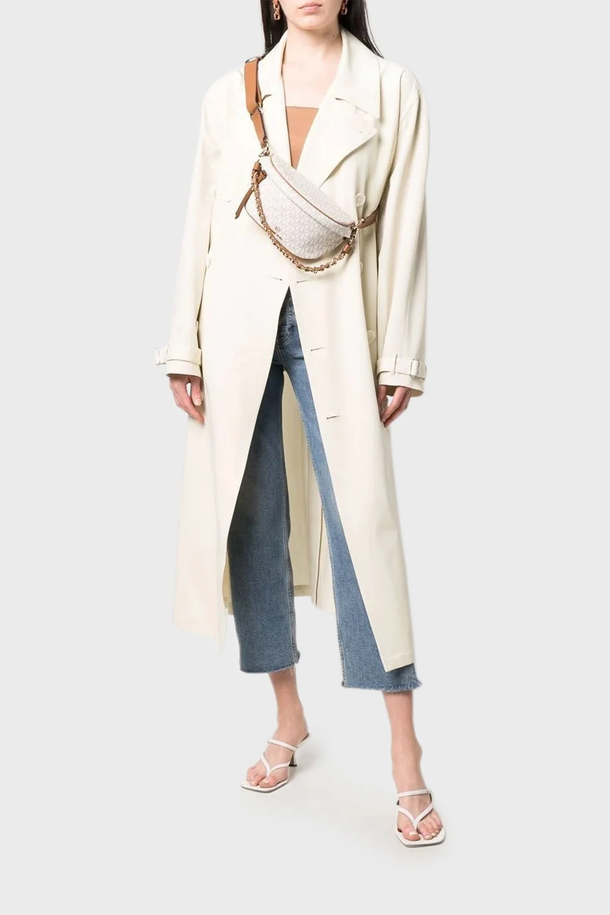 Michael Kors Logo Baskılı Kanvas Çıkarılabilir Zincirli Omuz Askılı 30S2G04M1B149 Bayan Çanta 30S2G04M1B 149 VANİLYA - 2