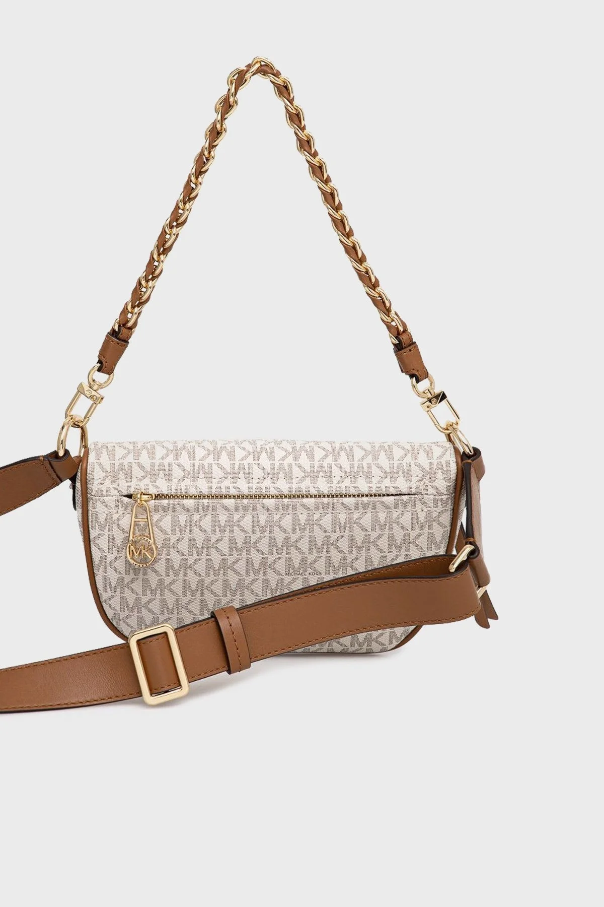 Michael Kors Logo Baskılı Kanvas Çıkarılabilir Zincirli Omuz Askılı 30S2G04M1B149 Bayan Çanta 30S2G04M1B 149 VANİLYA - 4