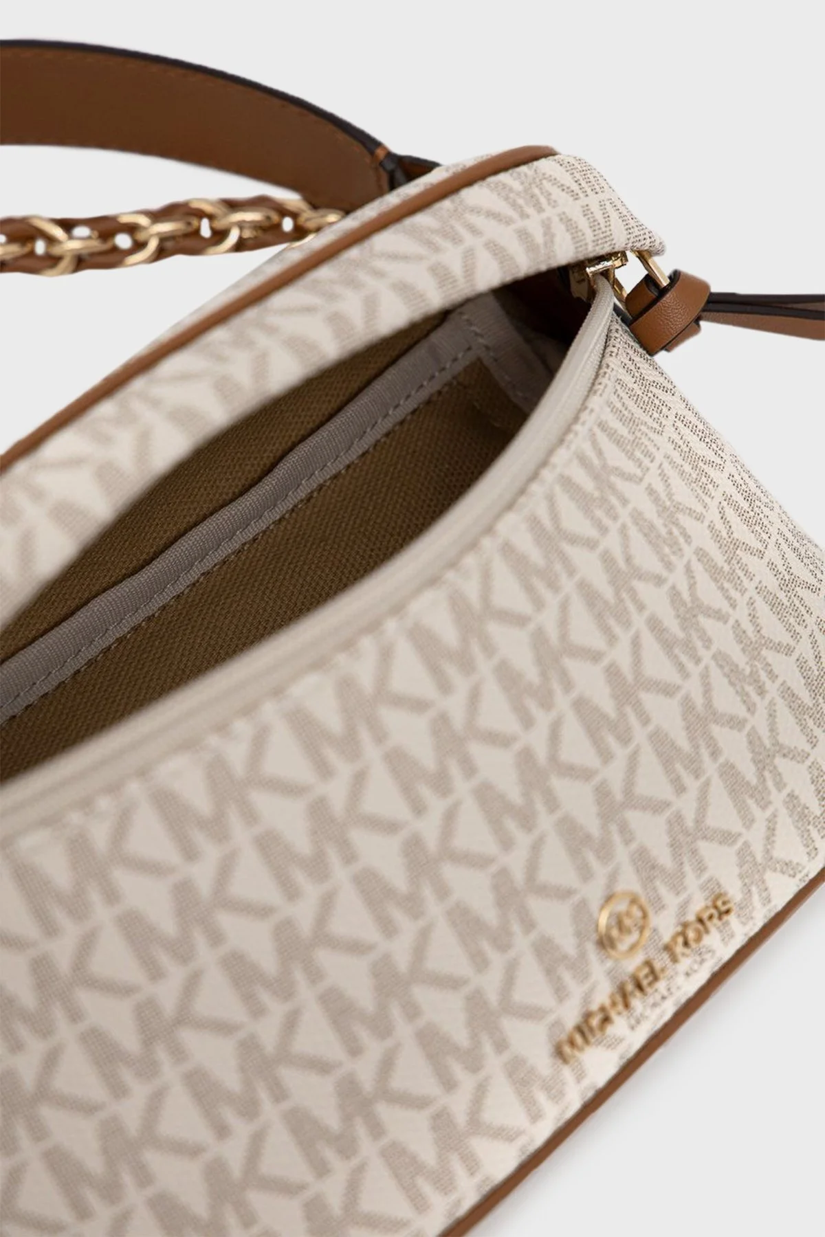 Michael Kors Logo Baskılı Kanvas Çıkarılabilir Zincirli Omuz Askılı 30S2G04M1B149 Bayan Çanta 30S2G04M1B 149 VANİLYA - 6