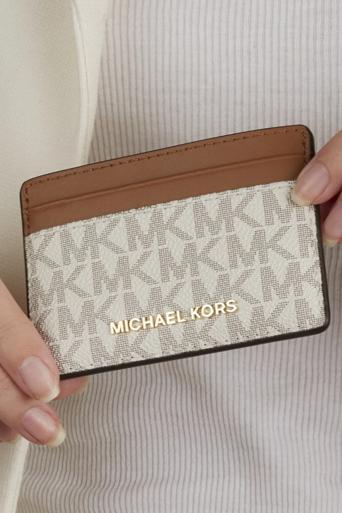 Michael Kors Logolu 34F1GJ6D0B Bayan Kartlık 34F1GJ6D0B VANILLA EKRU - 2