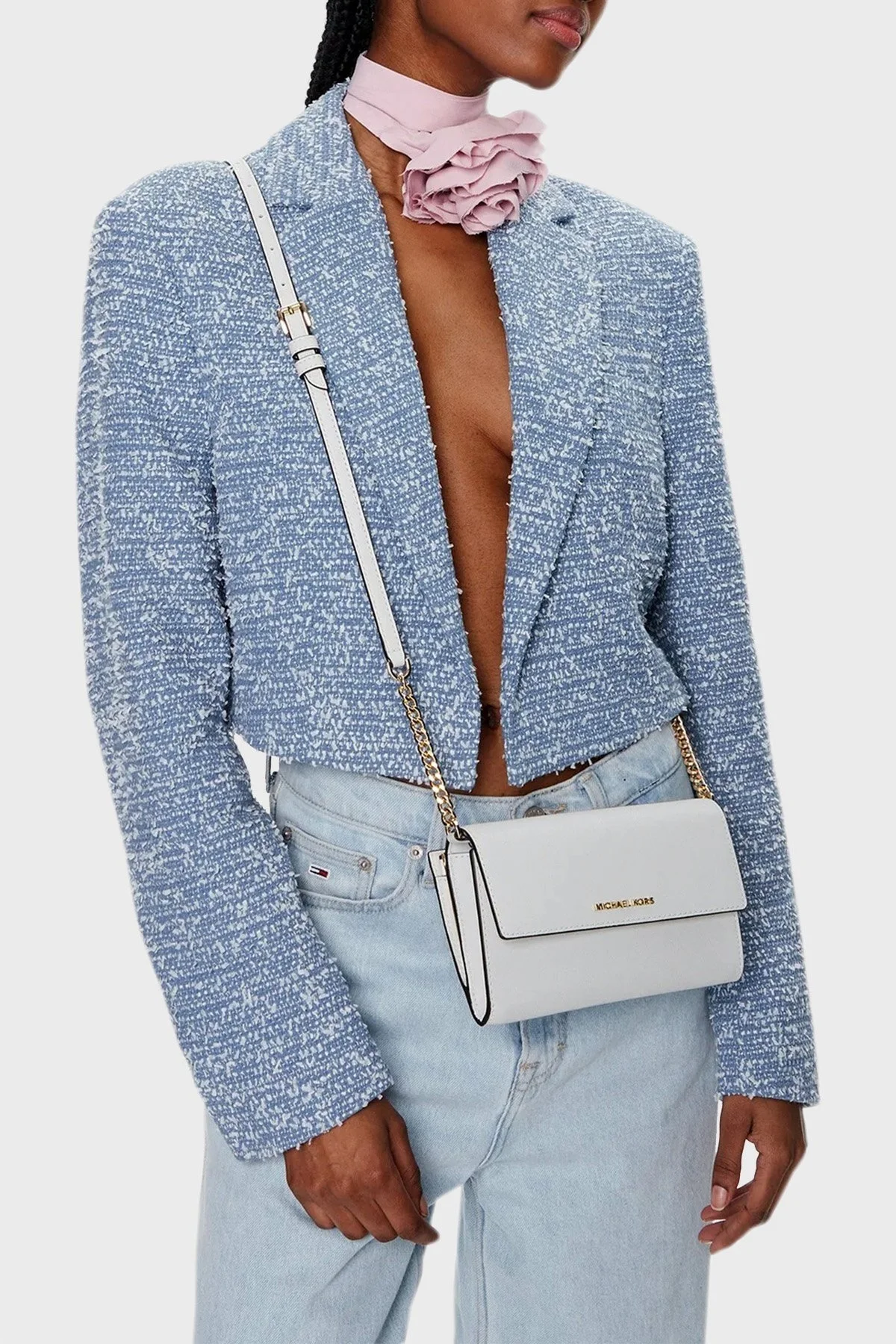Michael Kors Logolu Ayarlanabilir Askılı 32R4GJ6C9L085 Bayan Çanta 32R4GJ6C9L 085 BEYAZ - 2
