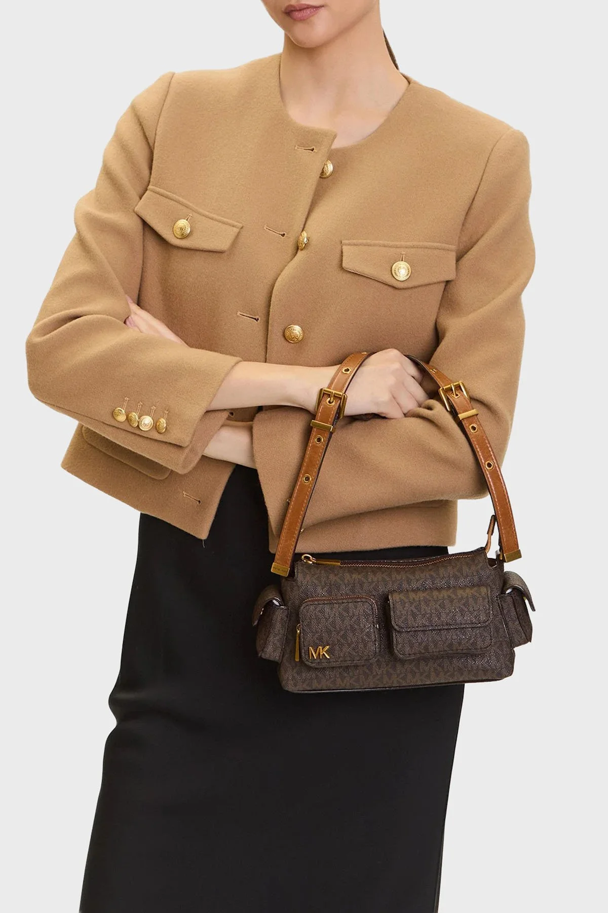 Michael Kors Logolu Ayarlanabilir Askılı 32S5AM3C5B252 Kadın Çanta 32S5AM3C5B 252 KAHVE - 2
