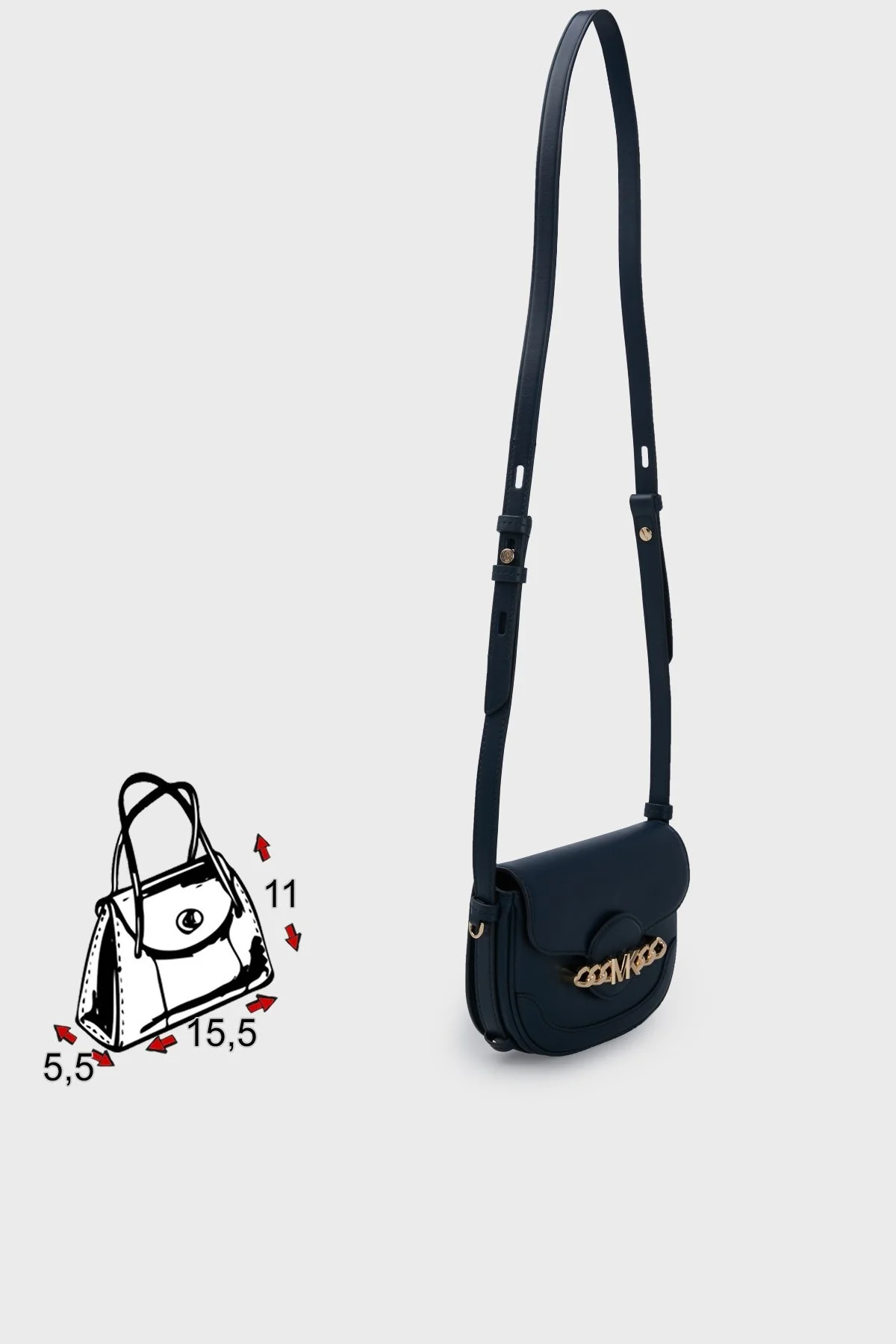 Michael Kors Logolu Ayarlanabilir Askılı Hakiki Deri Hally Bayan Çanta 32F1G2HC1L 406 LACİVERT - 5