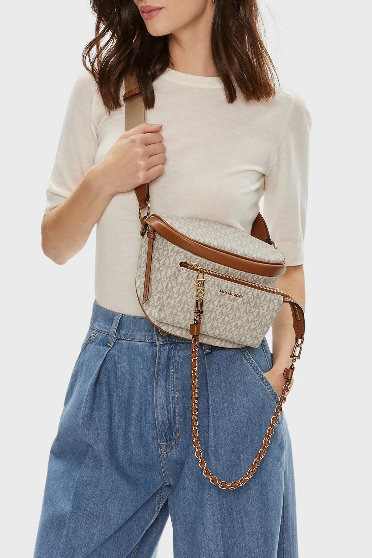 Michael Kors Logolu Ayarlanabilir Omuz Askılı 30S4G04M0B149 Bayan Çanta 30S4G04M0B 149 EKRU - 2