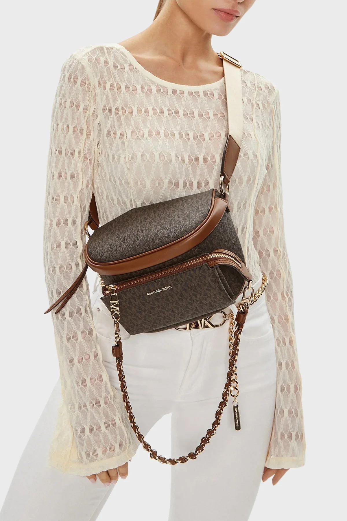 Michael Kors Logolu Ayarlanabilir Omuz Askılı 30S4G04M0B252 Bayan Çanta 30S4G04M0B 252 KAHVE - 2