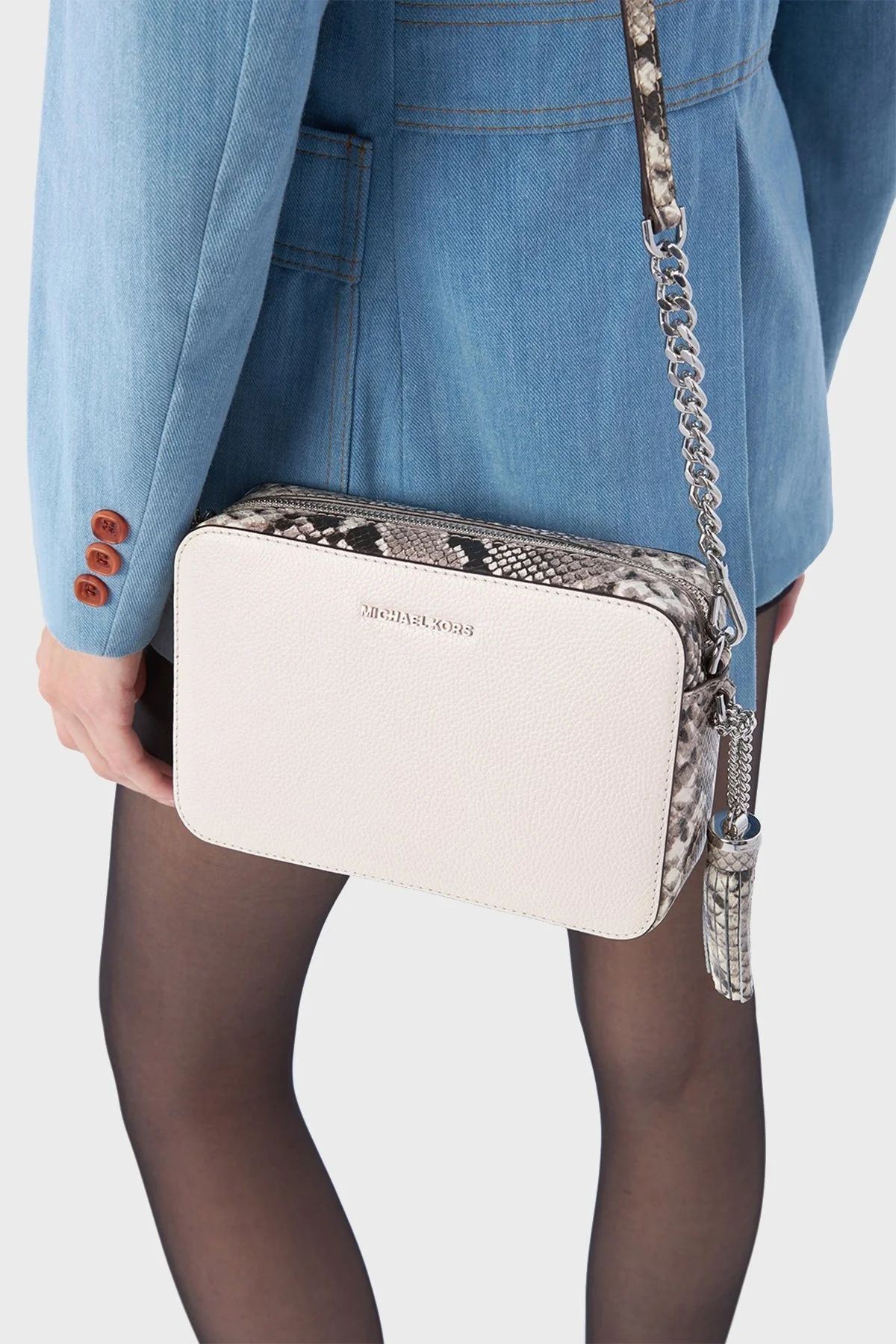 Michael Kors Logolu Ayarlanabilir Omuz Askılı 32F2SJ6M2L289 Bayan Çanta 32F2SJ6M2L 289 KREM - 2