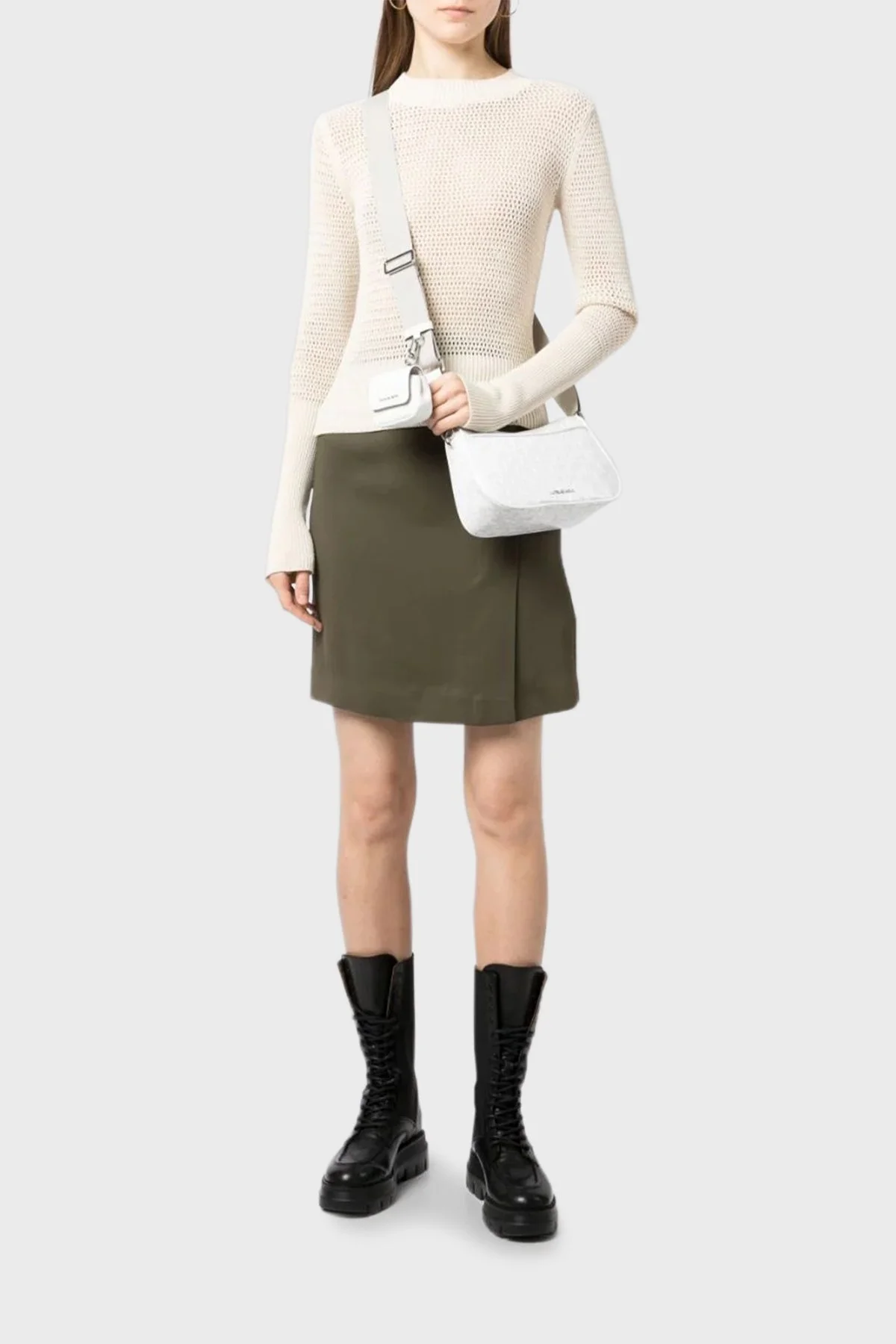 Michael Kors Logolu Ayarlanabilir Omuz Askılı Mini Cüzdanlı 32S3SJ6C8V101 Bayan Çanta 32S3SJ6C8V 101 YEŞİL-BEYAZ - 2