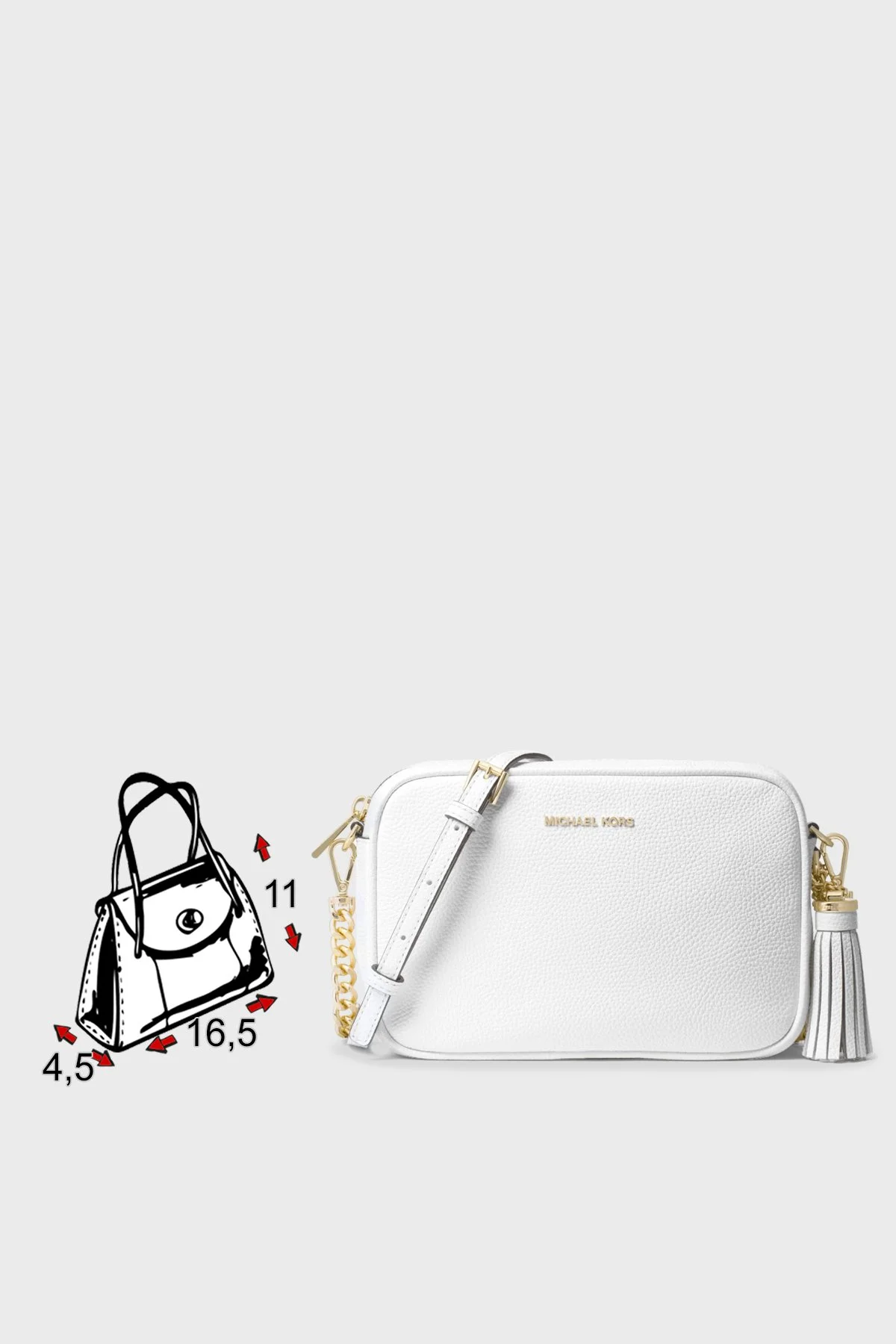 Michael Kors Logolu Ayarlanabilir Uzatma Askılı % 100 Deri Crossbodies Kadın Çanta 32F7GGNM8L 085 BEYAZ - 5
