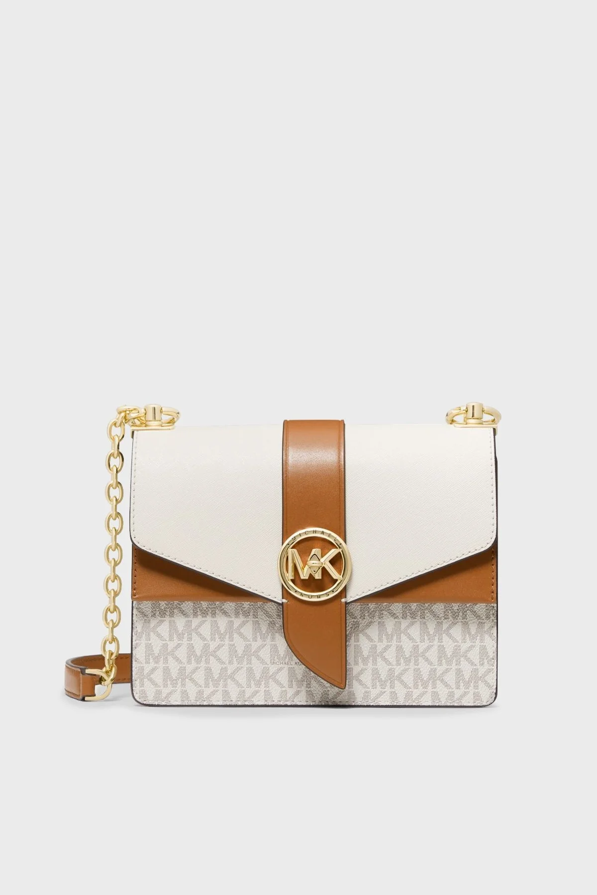 Michael Kors Logolu Ayarlanabilir Uzatma Askılı % 100 Deri Greenwich Bayan Çanta 32S1GGRC0B 149 VANİLYA - 1