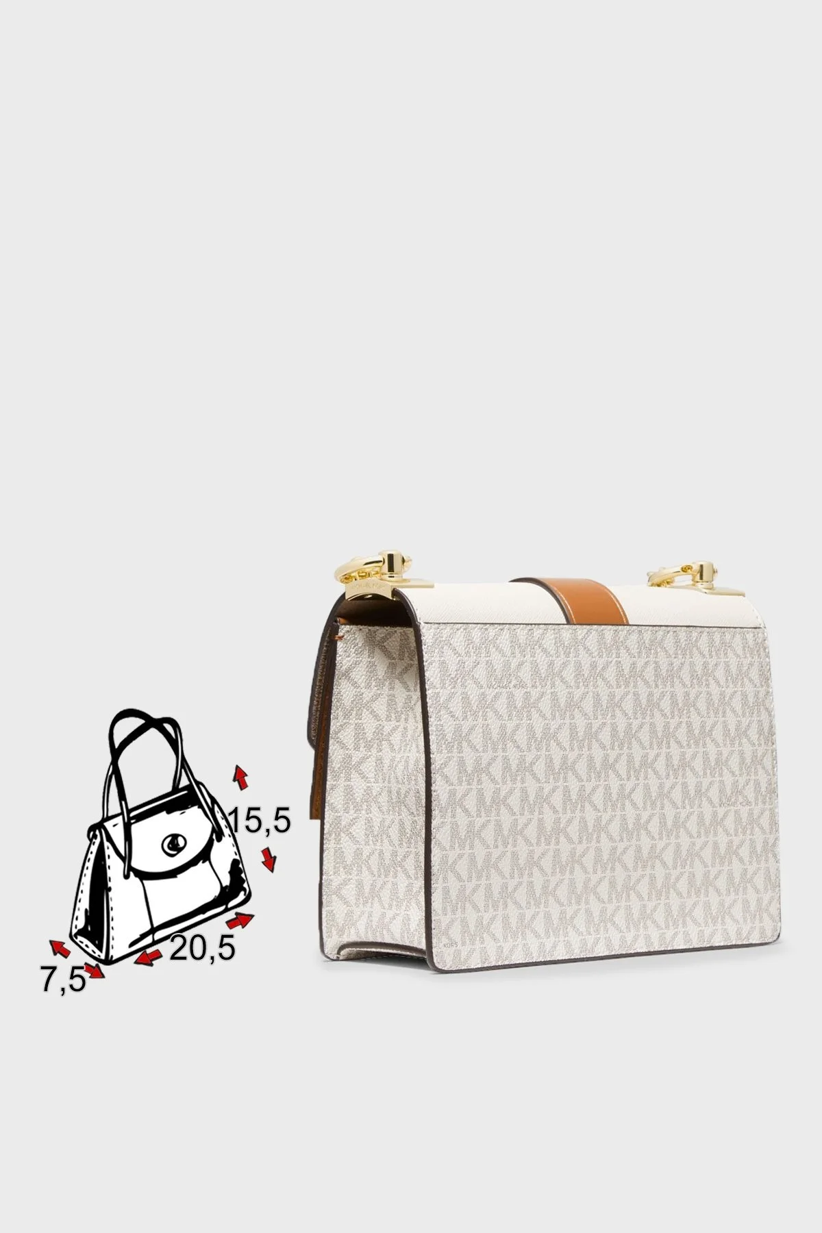 Michael Kors Logolu Ayarlanabilir Uzatma Askılı % 100 Deri Greenwich Bayan Çanta 32S1GGRC0B 149 VANİLYA - 5