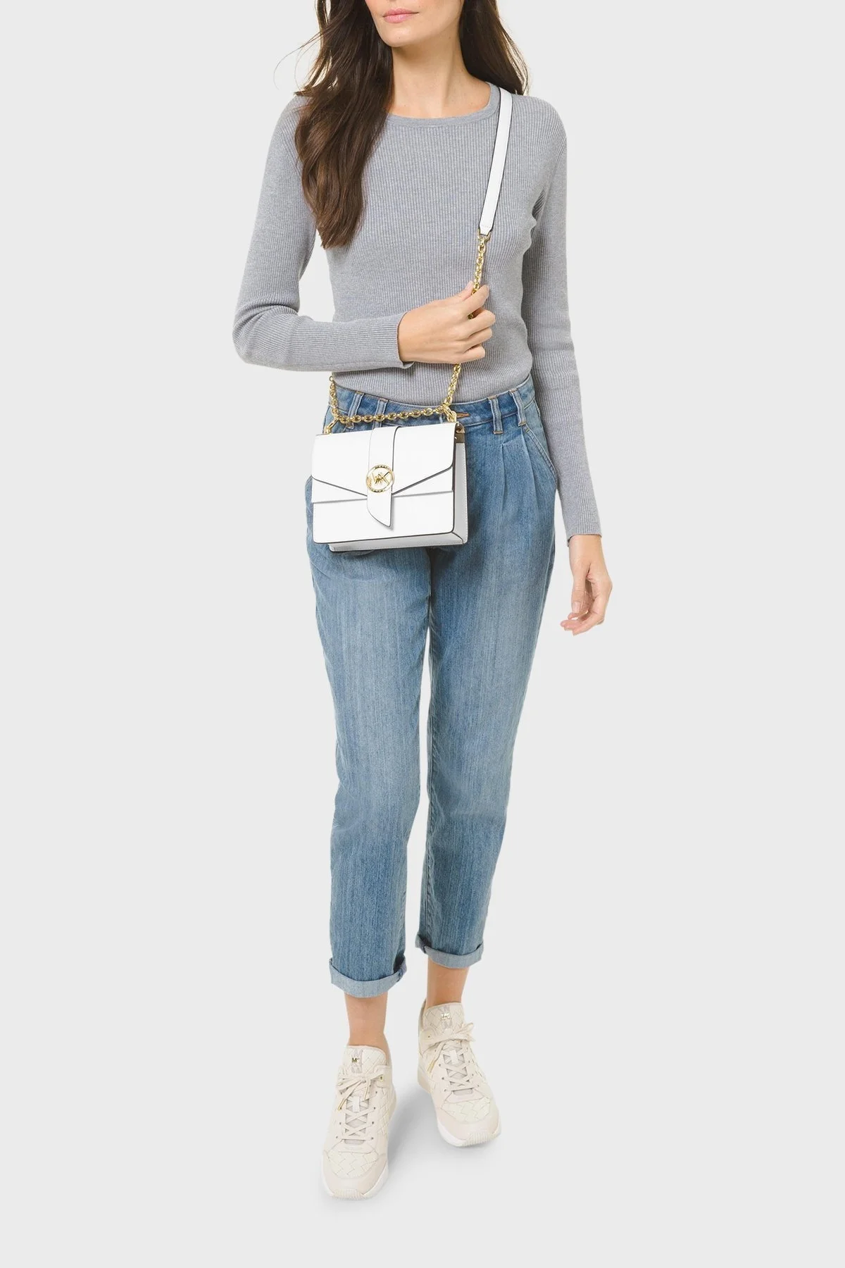 Michael Kors Logolu Ayarlanabilir Uzatma Askılı Deri 32S1GGRC0L085 Bayan Çanta 32S1GGRC0L 085 BEYAZ - 2