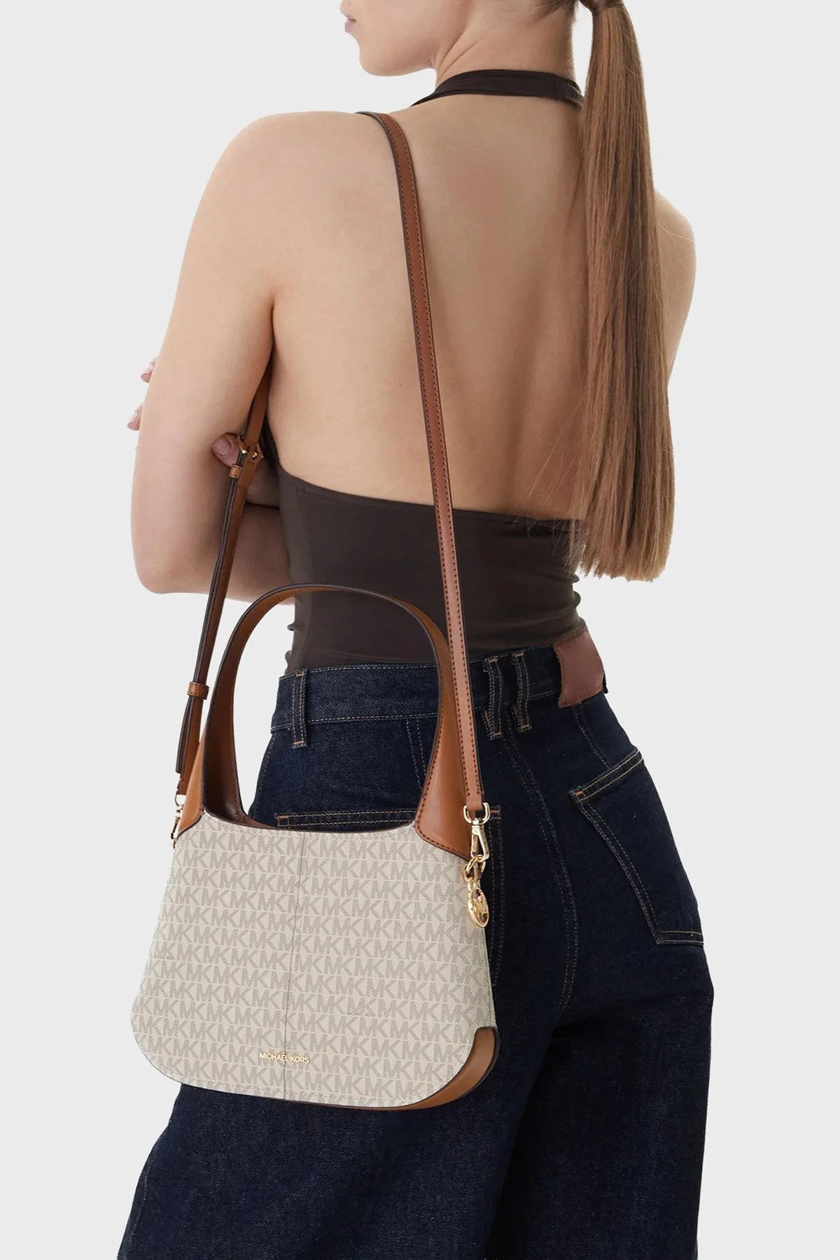 Michael Kors Logolu Ayarlanabilir ve Çıkarılabilir Askılı 30R6G0XL1B149 Bayan Çanta 30R6G0XL1B 149 EKRU - 2