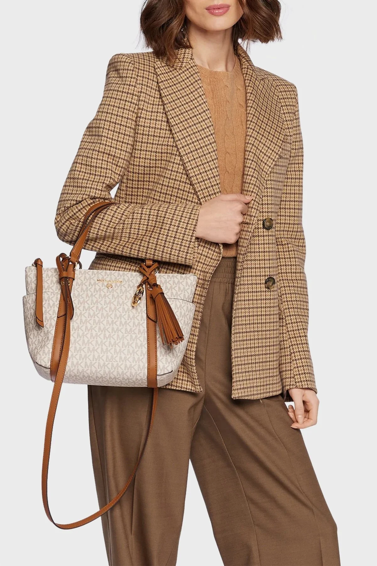 Michael Kors Logolu Ayarlanabilir ve Çıkarılabilir Uzatma Askılı Sullivan Bayan Çanta 30T0GNXT1B 149 BEYAZ - 2