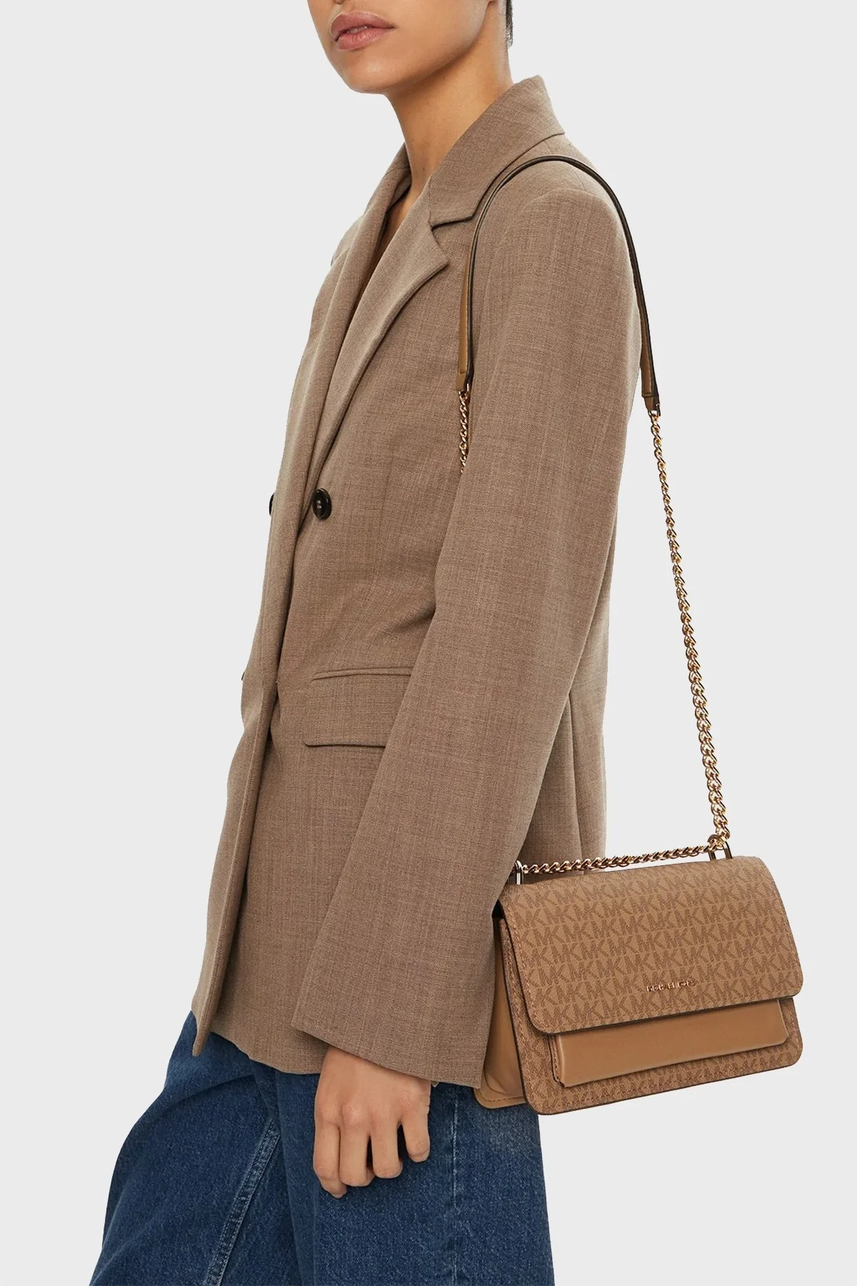 Michael Kors Logolu Ayarlanabilir Zincir Askılı 30R5GC7L3V297 Bayan Çanta 30R5GC7L3V 297 BEJ - 7