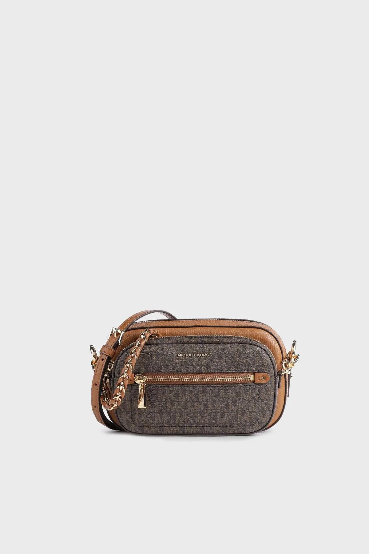 Michael Kors Logolu Ayrılabilir Ön Bölmeli Zincir Askılı Hakiki Deri Bayan Çanta 32R3GJ6C4L 252 KAHVE-TABA - 1