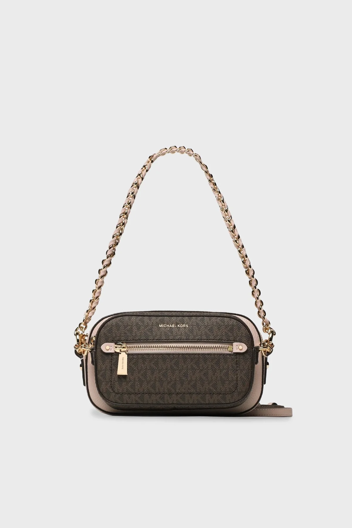 Michael Kors Logolu Ayrılabilir Ön Bölmeli Zincir Askılı Hakiki Deri Bayan Çanta 32R3GJ6C4L 266 Kahve-Pudra - 1