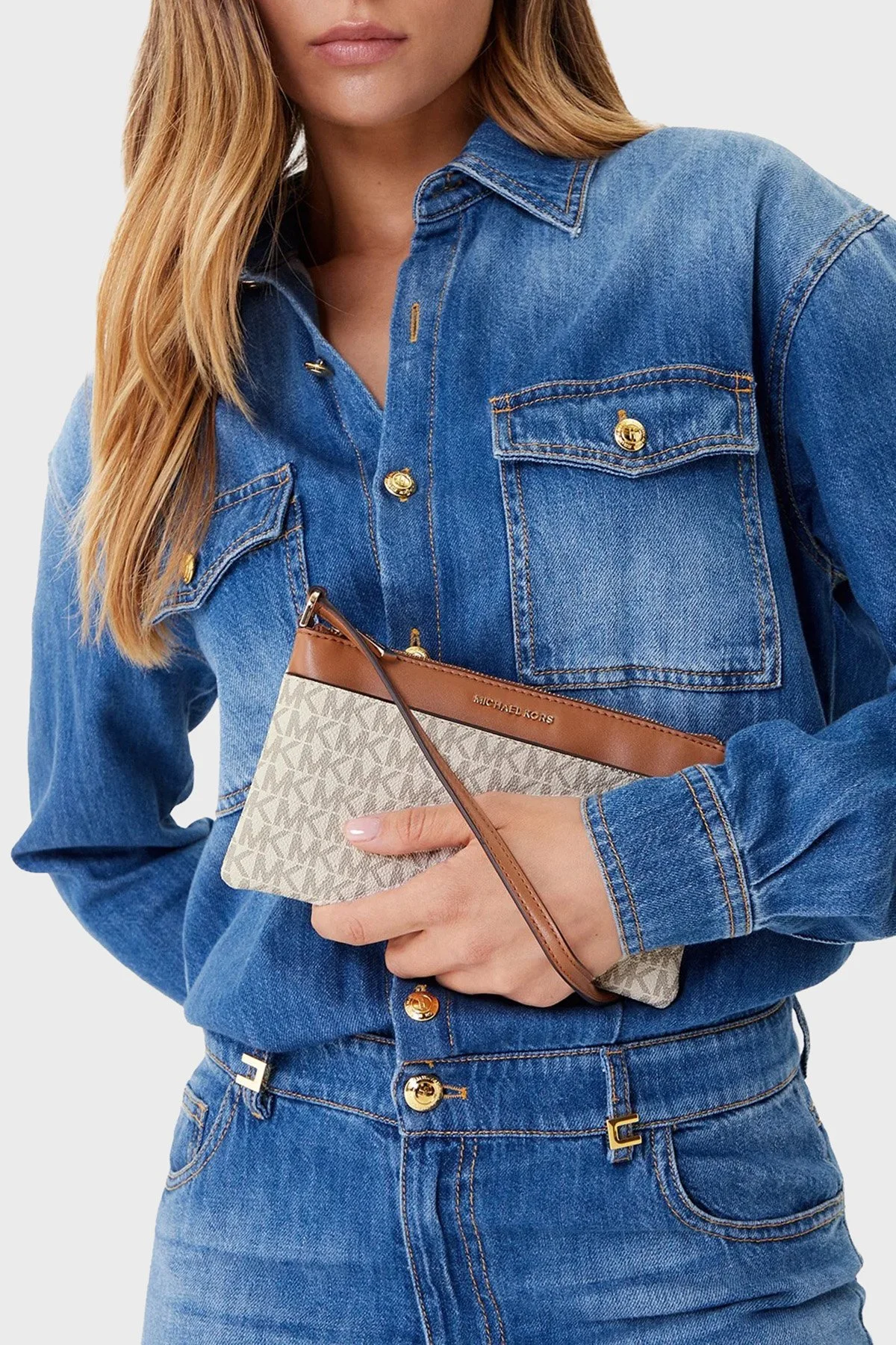 Michael Kors Logolu Çıkarılabilir Askılı Mini 32F5GJ6F6B149 Bayan Çanta 32F5GJ6F6B 149 EKRU - 2