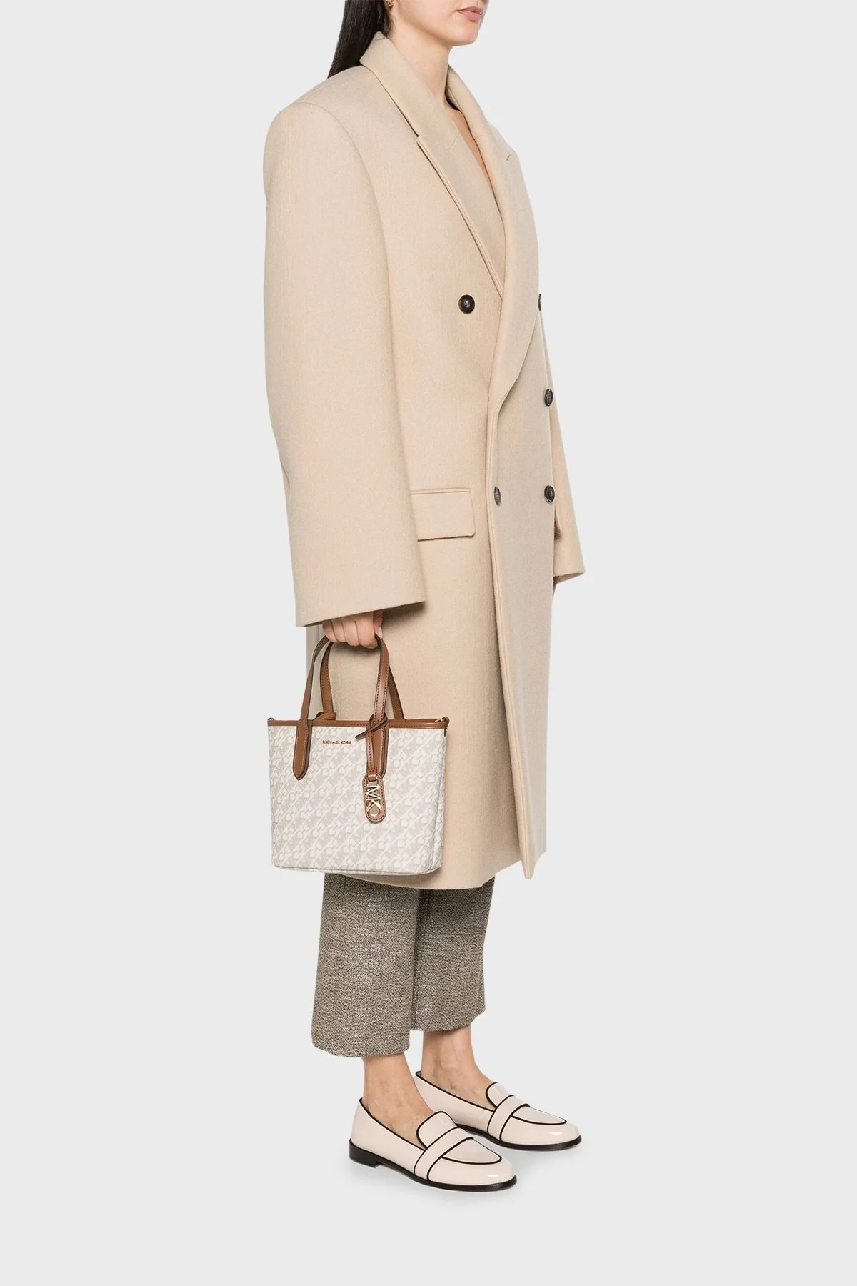 Michael Kors Logolu Çıkarılabilir İç Bölmeli Tote 30R4GZAT0B099 Bayan Çanta 30R4GZAT0B 099 EKRU - 2