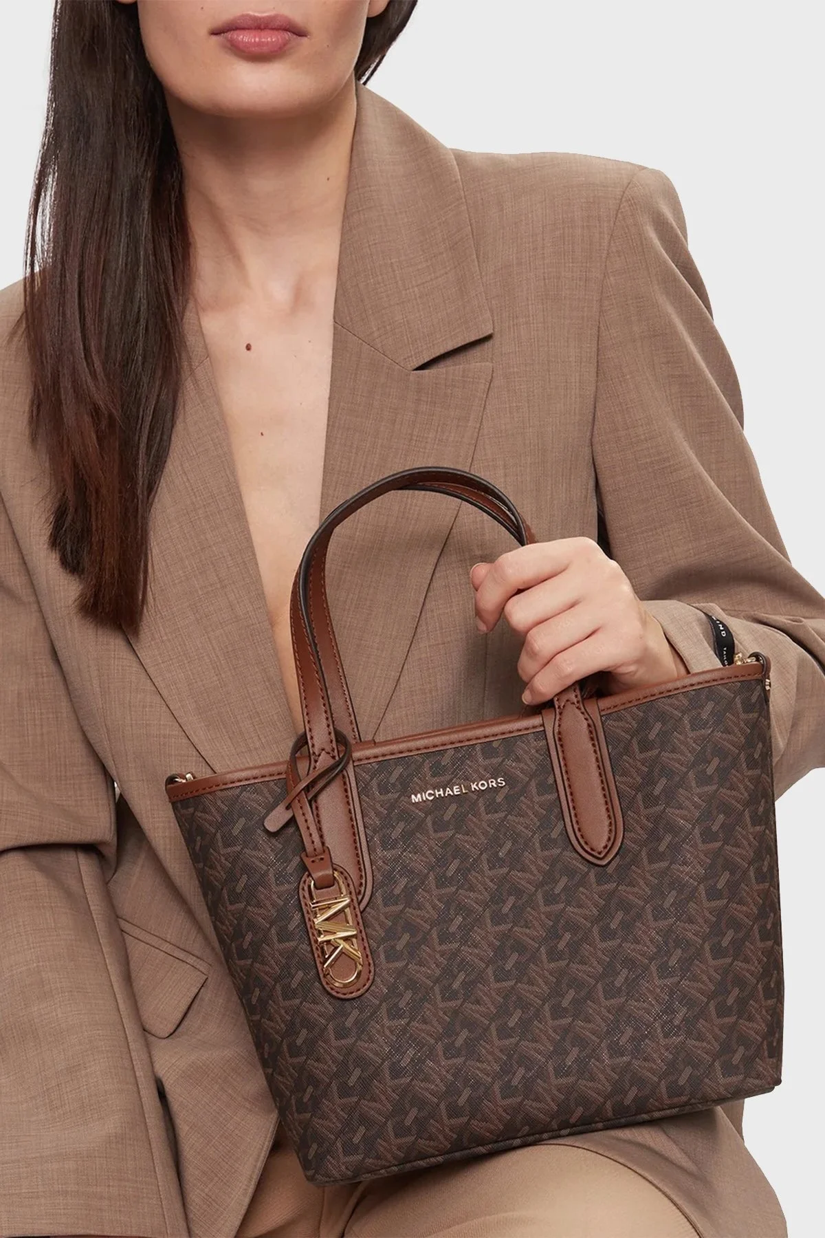 Michael Kors Logolu Çıkarılabilir İç Bölmeli Tote 30R4GZAT0B227 Bayan Çanta 30R4GZAT0B 227 KAHVE - 2