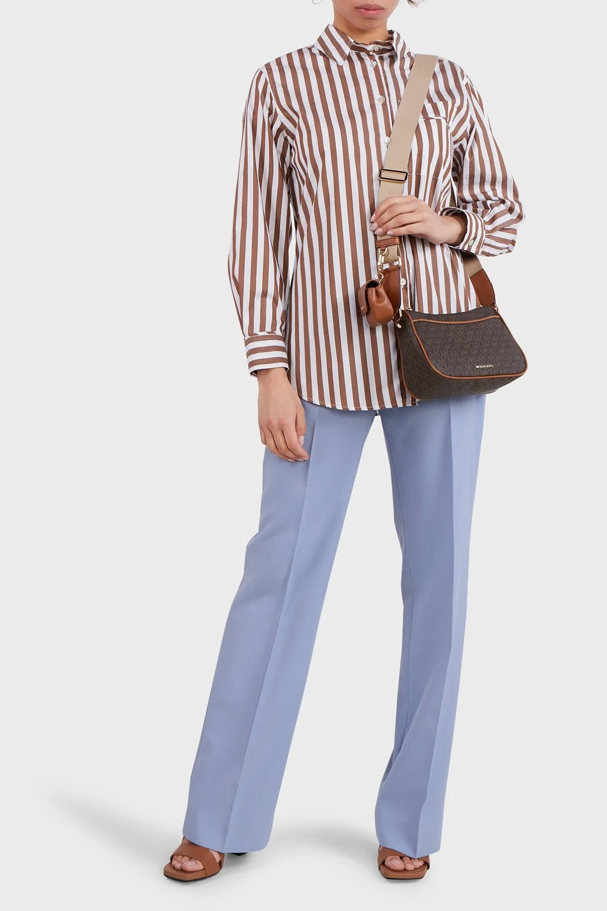 Michael Kors Logolu Çıkarılabilir Mini Cüzdanlı 32S3GJ6C8B252 Bayan Çanta 32S3GJ6C8B 252 KAHVE - 6