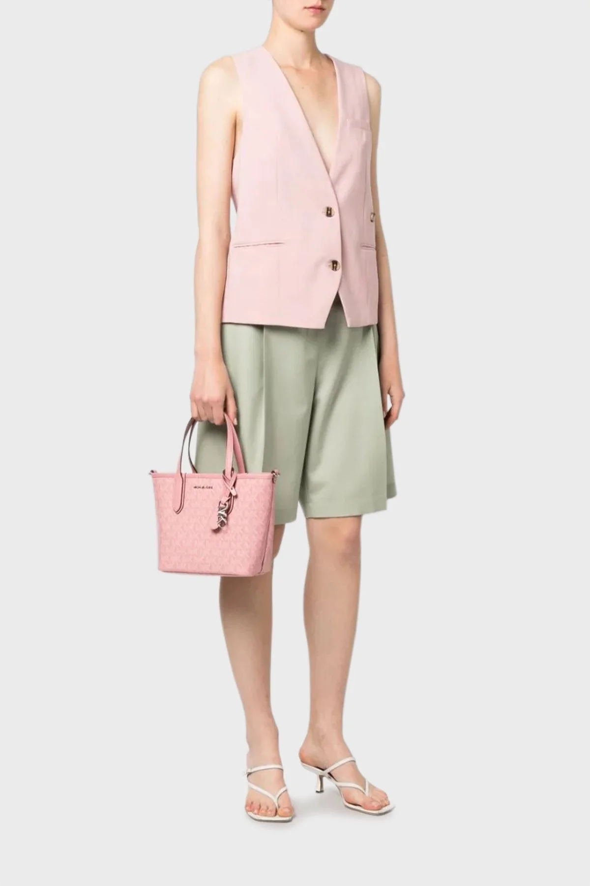 Michael Kors Logolu Çıkarılabilir Omuz Askılı 30S3SZAT0V664 Bayan Çanta 30S3SZAT0V 664 PUDRA - 2