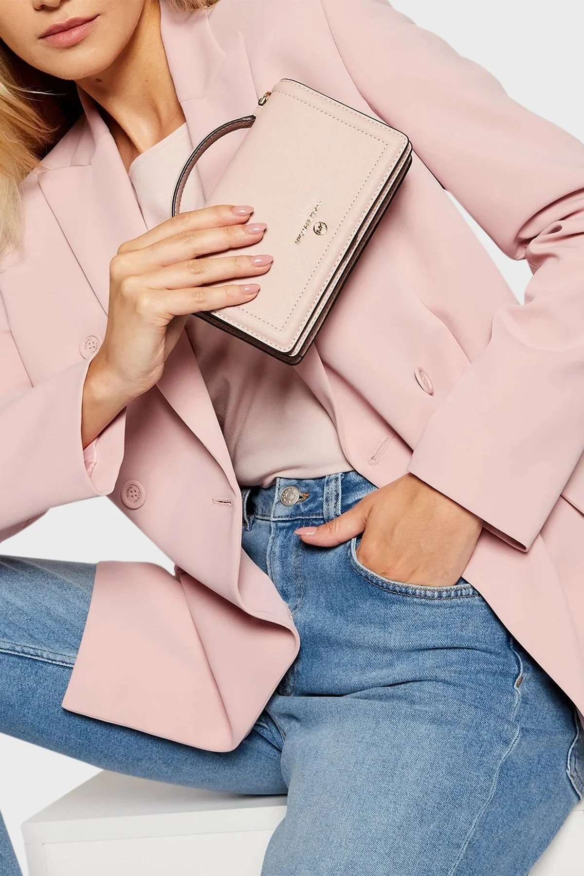 Michael Kors Logolu Çıkarılabilir Omuz Askılı 32T0GT9C5L187 Bayan Çanta 32T0GT9C5L 187 PUDRA - 2