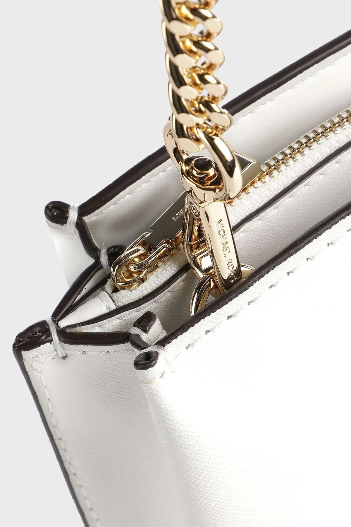 Michael Kors Logolu Çıkarılabilir Omuz Askılı Hakiki Deri 30S3GR0M2L085 Bayan Çanta 30S3GR0M2L 085 BEYAZ - 4