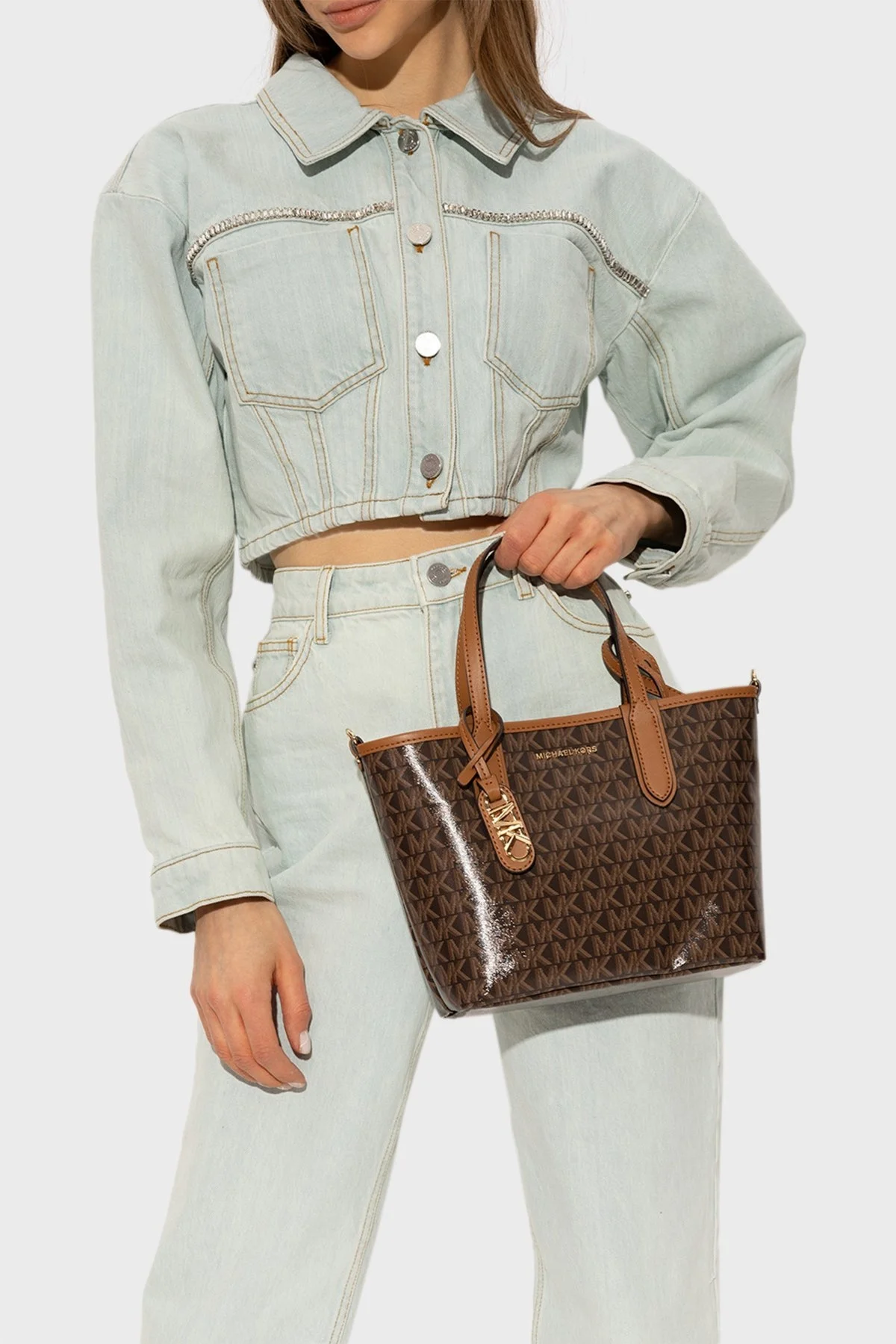 Michael Kors Logolu Çıkarılabilir Uzatma Askılı Bayan Çanta 30S3GZAT0V 252 KAHVE - 2