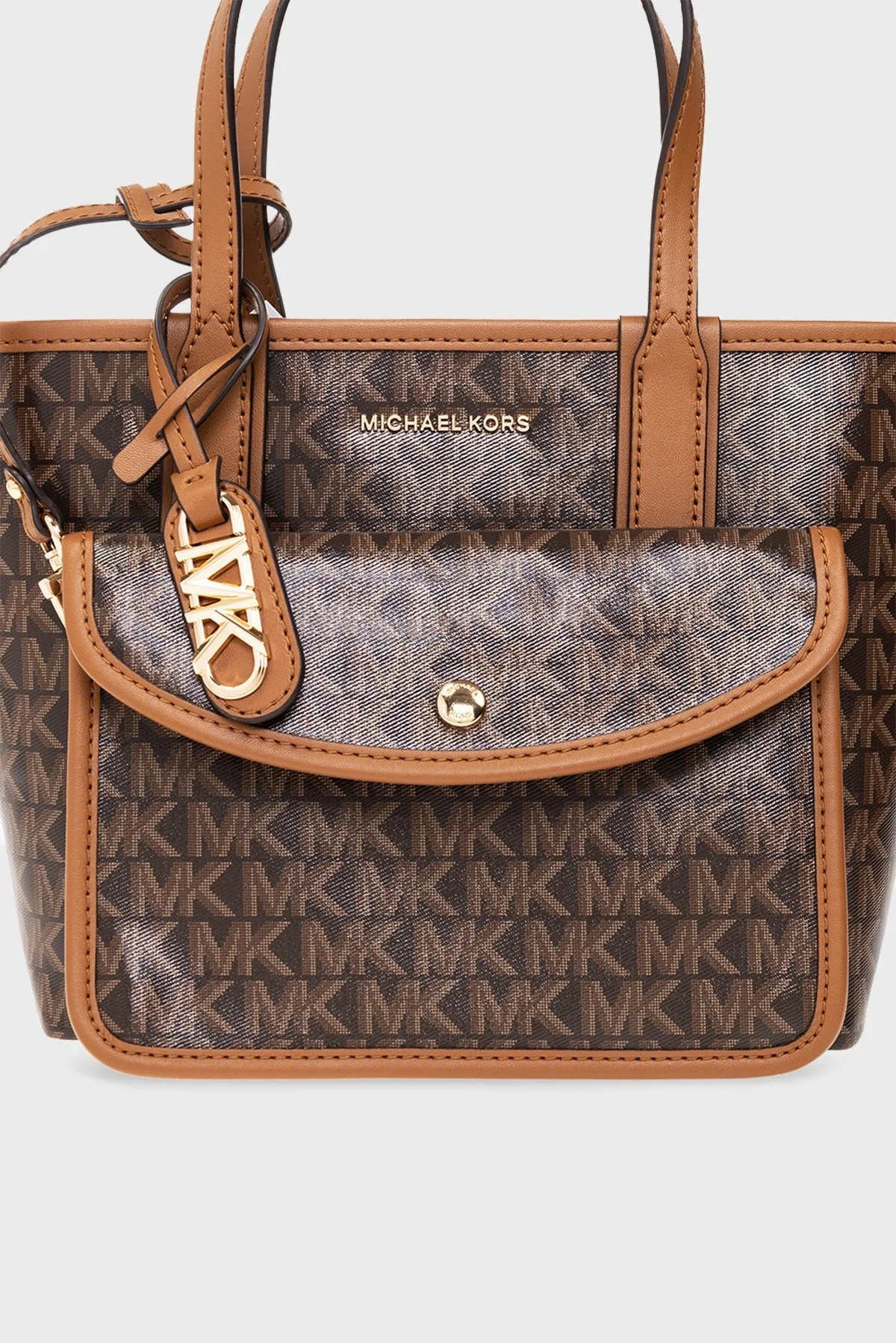 Michael Kors Logolu Çıkarılabilir Uzatma Askılı Bayan Çanta 30S3GZAT0V 252 KAHVE - 3