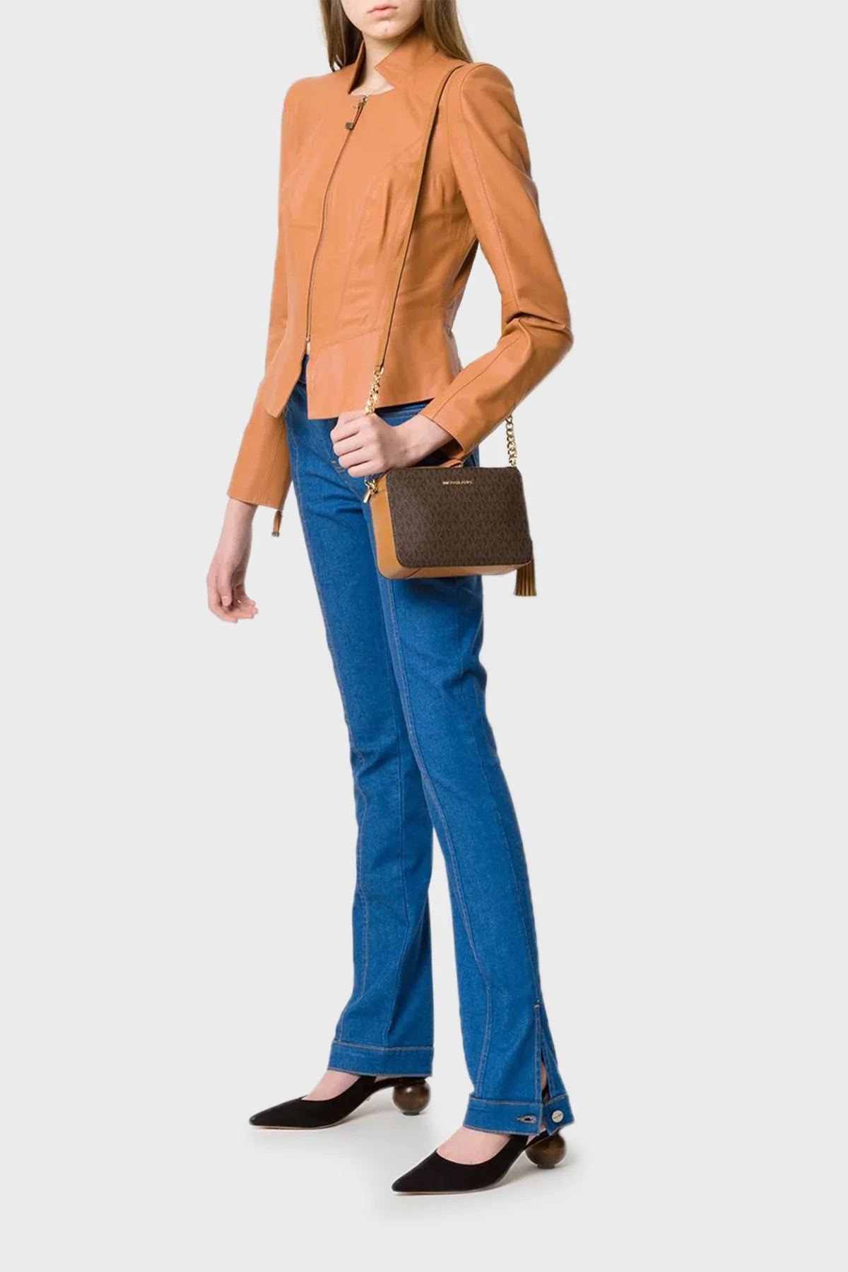 Michael Kors Logolu Çıkarılabilir Uzatma Askılı Crossbodies Bayan Çanta 32F8GF5M2B 200 KAHVE - 2