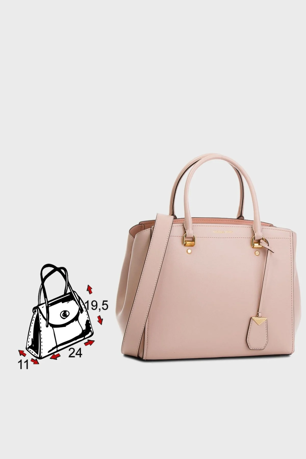 Michael Kors Çıkarılabilir Askılı Hakiki Deri Benning 30T8GN4S3L187 Bayan Çanta 30T8GN4S3L 187 PUDRA - 5