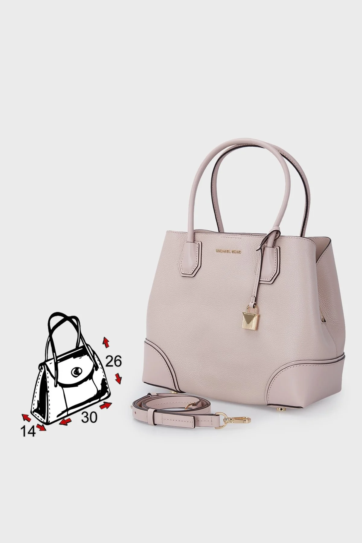 Michael Kors Logolu Çıkarılabilir Uzatma Askılı Mercer Gallery Bayan Çanta 30H7GZ5T6A 187 PUDRA - 5