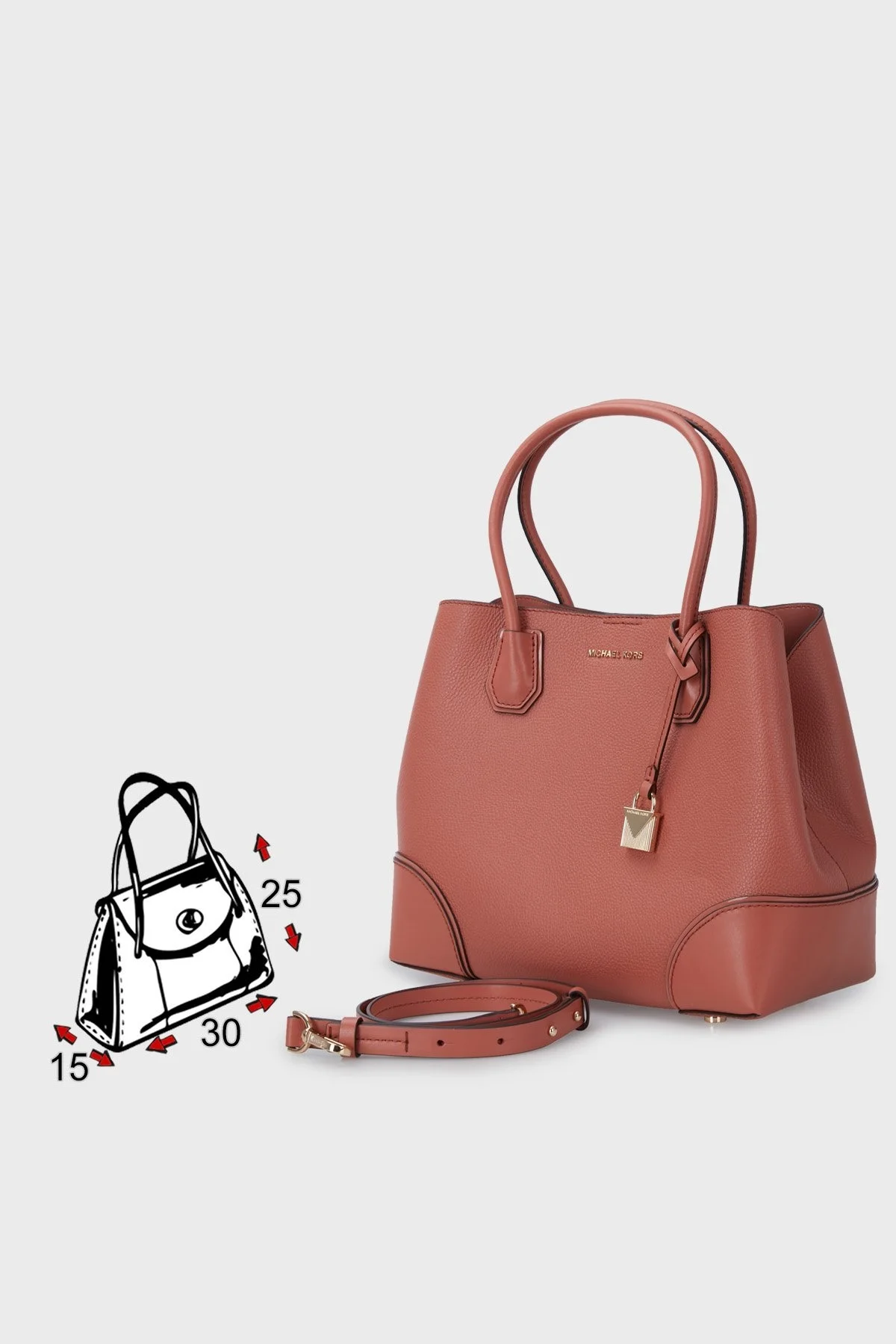 Michael Kors Logolu Çıkarılabilir Uzatma Askılı Mercer Gallery Bayan Çanta 30H7GZ5T6A 821 KİREMİT - 5