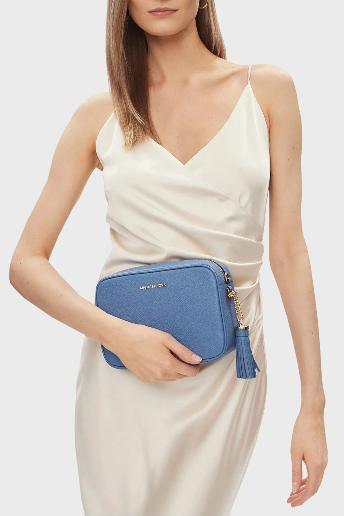 Michael Kors Logolu Çıkarılabilir Zincir Askılı Hakiki Deri 32F7GGNM8L457 Bayan Çanta 32F7GGNM8L 457 MAVİ - 2