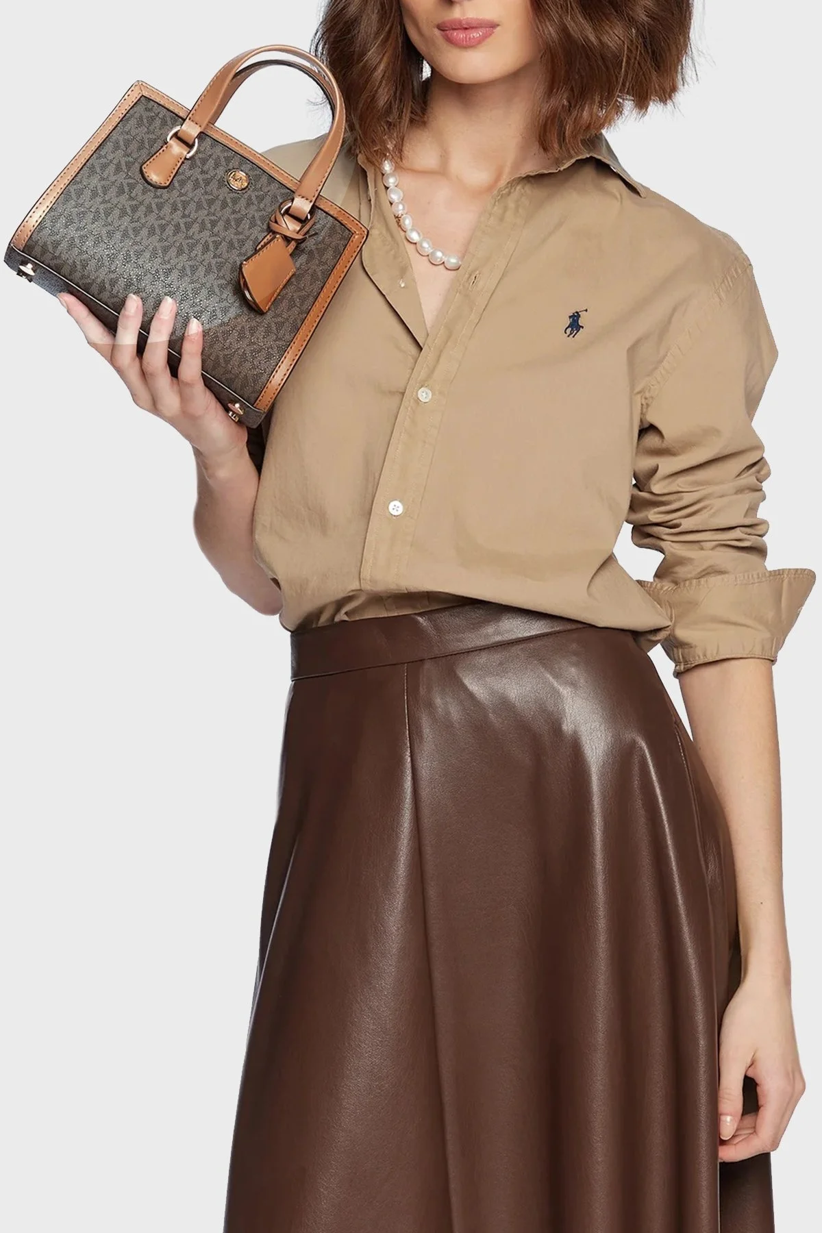 Michael Kors Logolu Çıkarılabilir Zincirli Omuz Askılı 32R3G7CC0B252 Bayan Çanta 32R3G7CC0B 252 KAHVE - 2