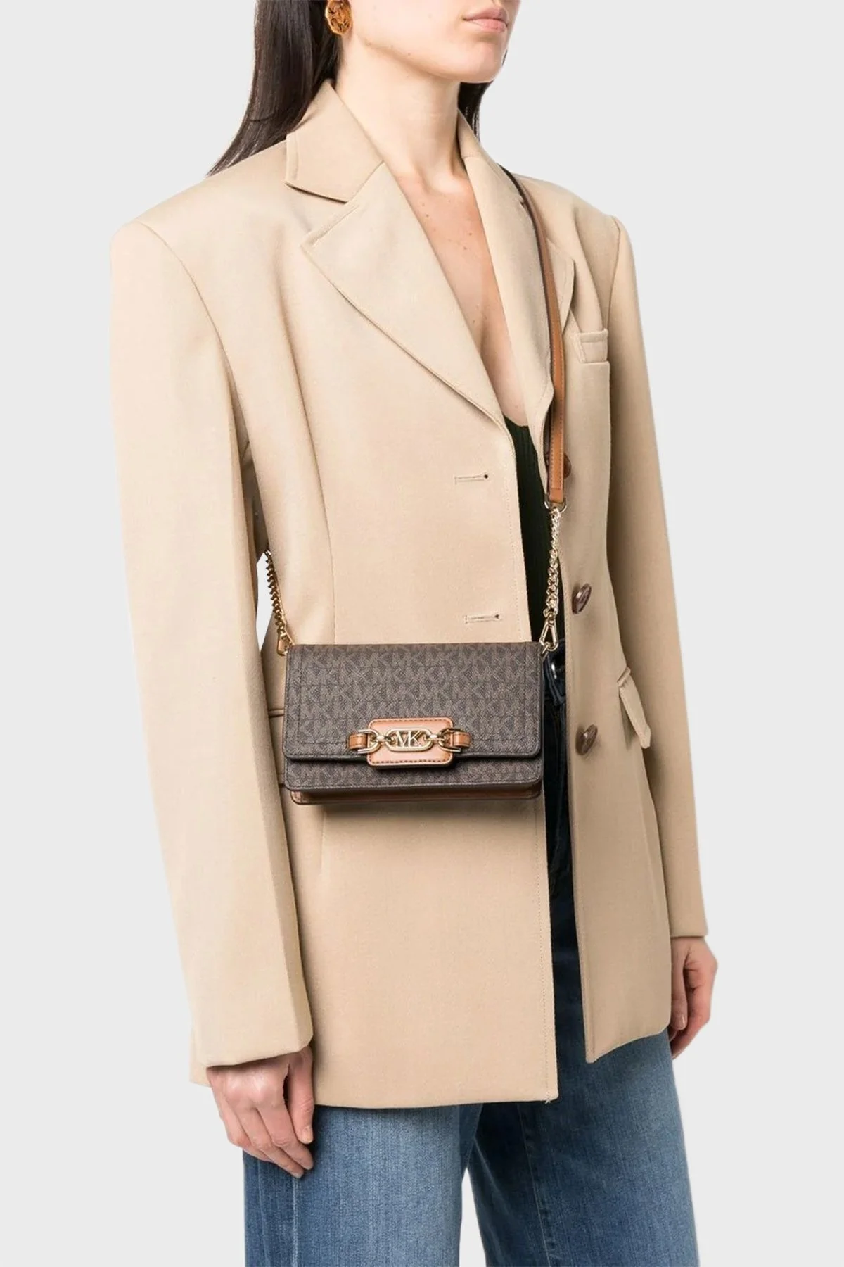 Michael Kors Logolu Çıkarılabilir Zincirli Omuz Askılı Bayan Çanta 32F2G7HC1B 252 KAHVE - 2