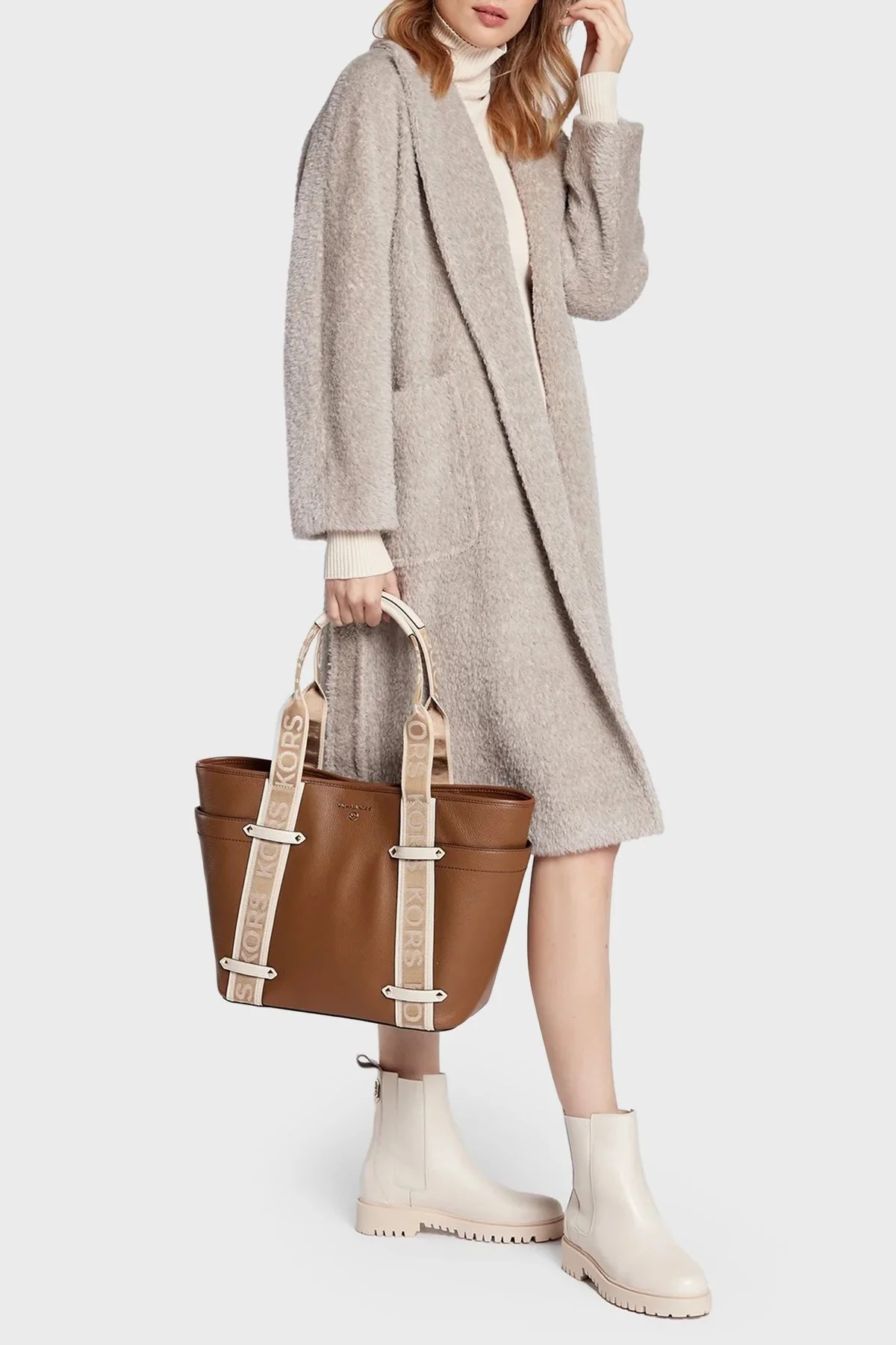 Michael Kors Logolu Deri 30F2G5VT3L Bayan Çanta 30F2G5VT3L LT CRM LUGG KAHVE - 2