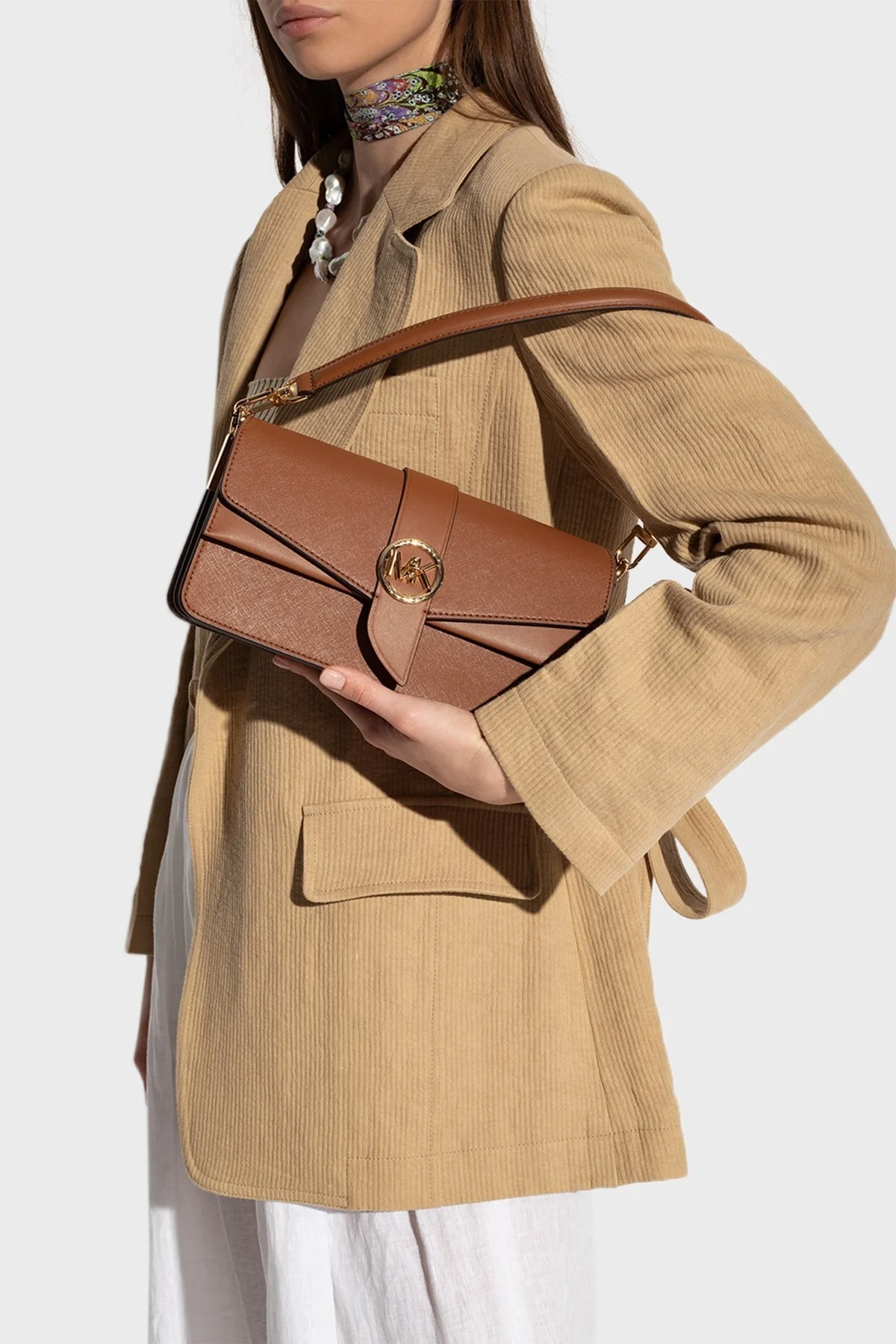 Michael Kors Logolu Deri Omuz Askılı 30H1GGRL2L230 Bayan Çanta 30H1GGRL2L 230 TABA - 2