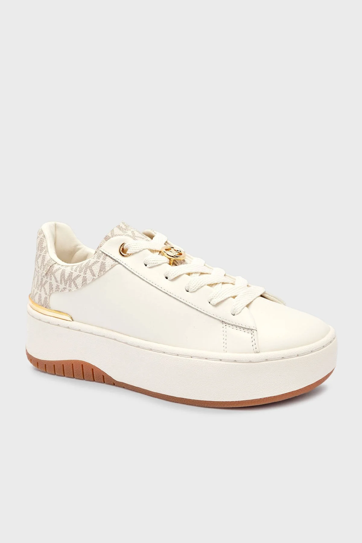 Michael Kors Logolu Deri Sneaker 43F5DTFS6L150 Kadın Ayakkabı 43F5DTFS6L 150 EKRU - 1