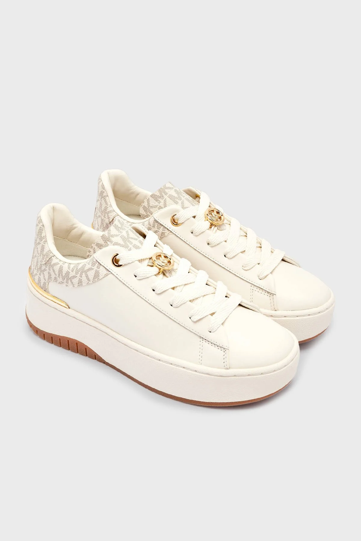 Michael Kors Logolu Deri Sneaker 43F5DTFS6L150 Kadın Ayakkabı 43F5DTFS6L 150 EKRU - 3