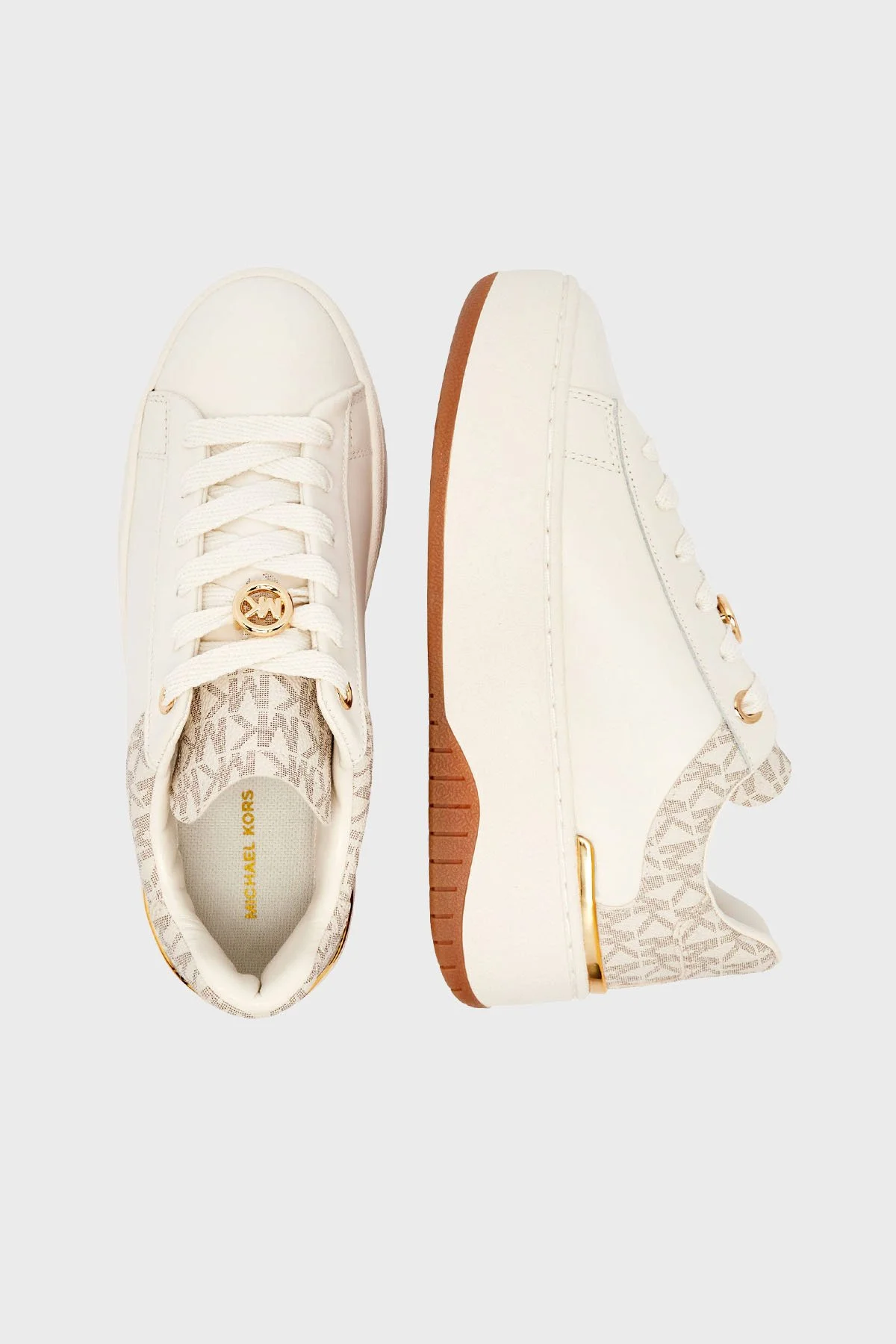 Michael Kors Logolu Deri Sneaker 43F5DTFS6L150 Kadın Ayakkabı 43F5DTFS6L 150 EKRU - 4