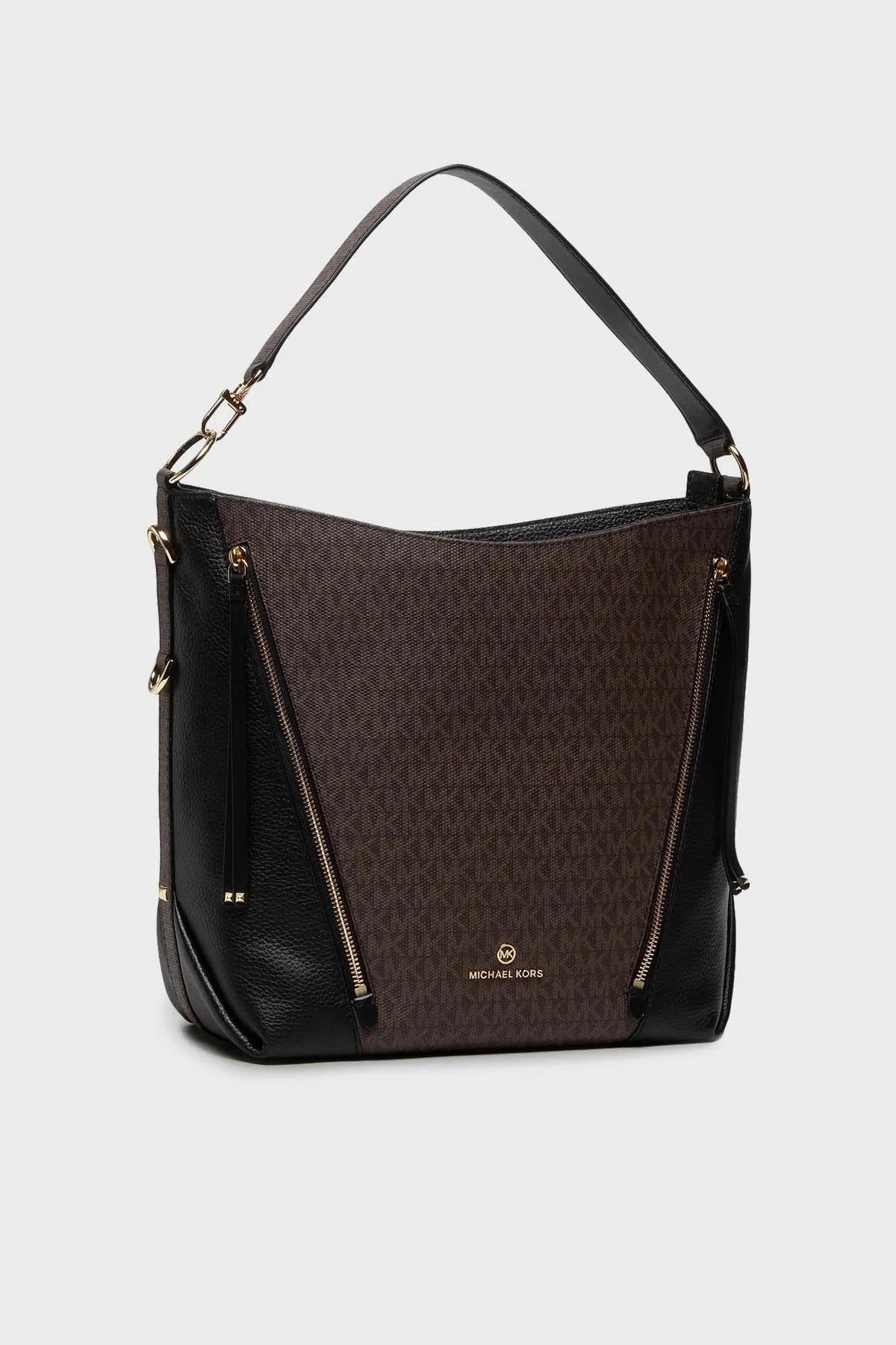 Michael Kors Logolu Fermuarlı 30F1GBNH3B Bayan Çanta 30F1GBNH3B BROWN BLK KAHVE - 7