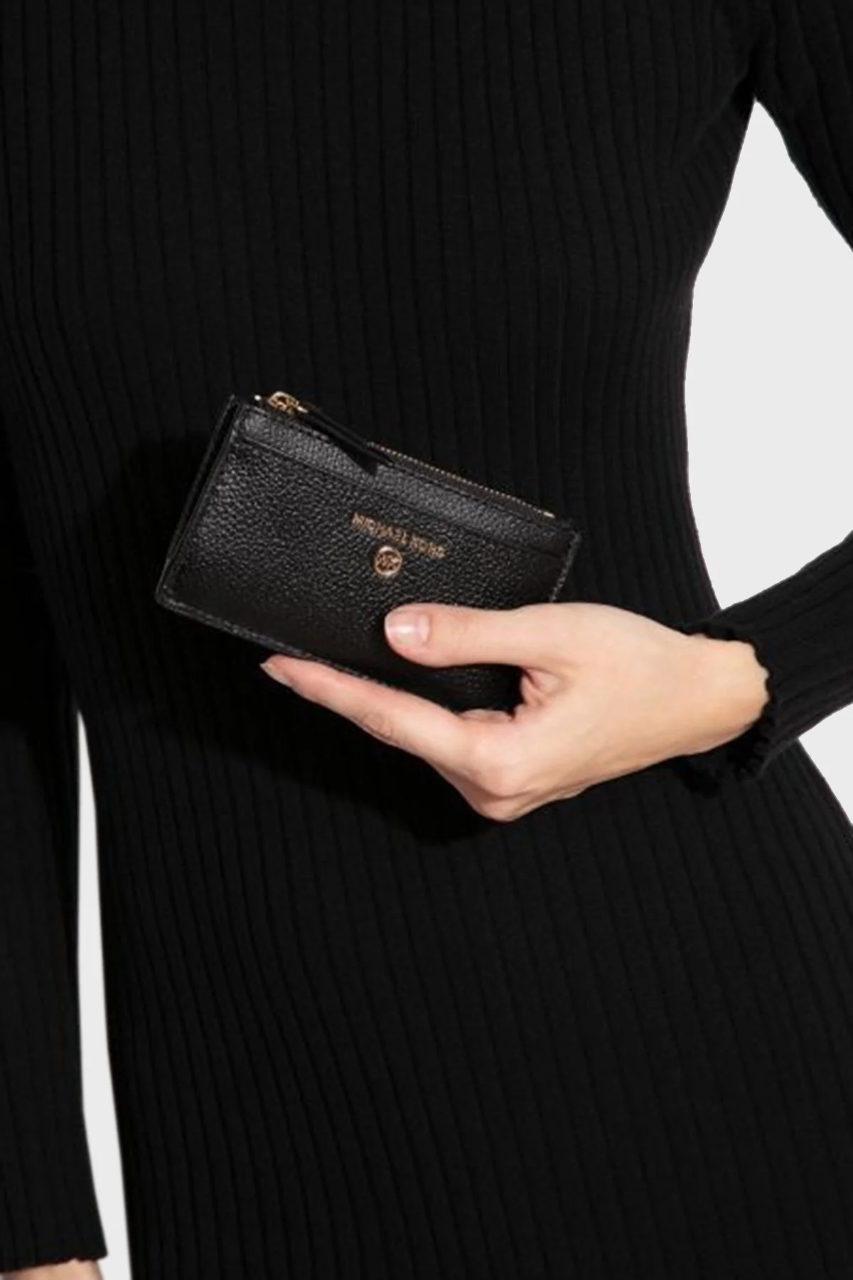Michael Kors Logolu Fermuarlı Deri 34H0GT9D6L001 Bayan Kartlık 34H0GT9D6L 001 SİYAH - 2