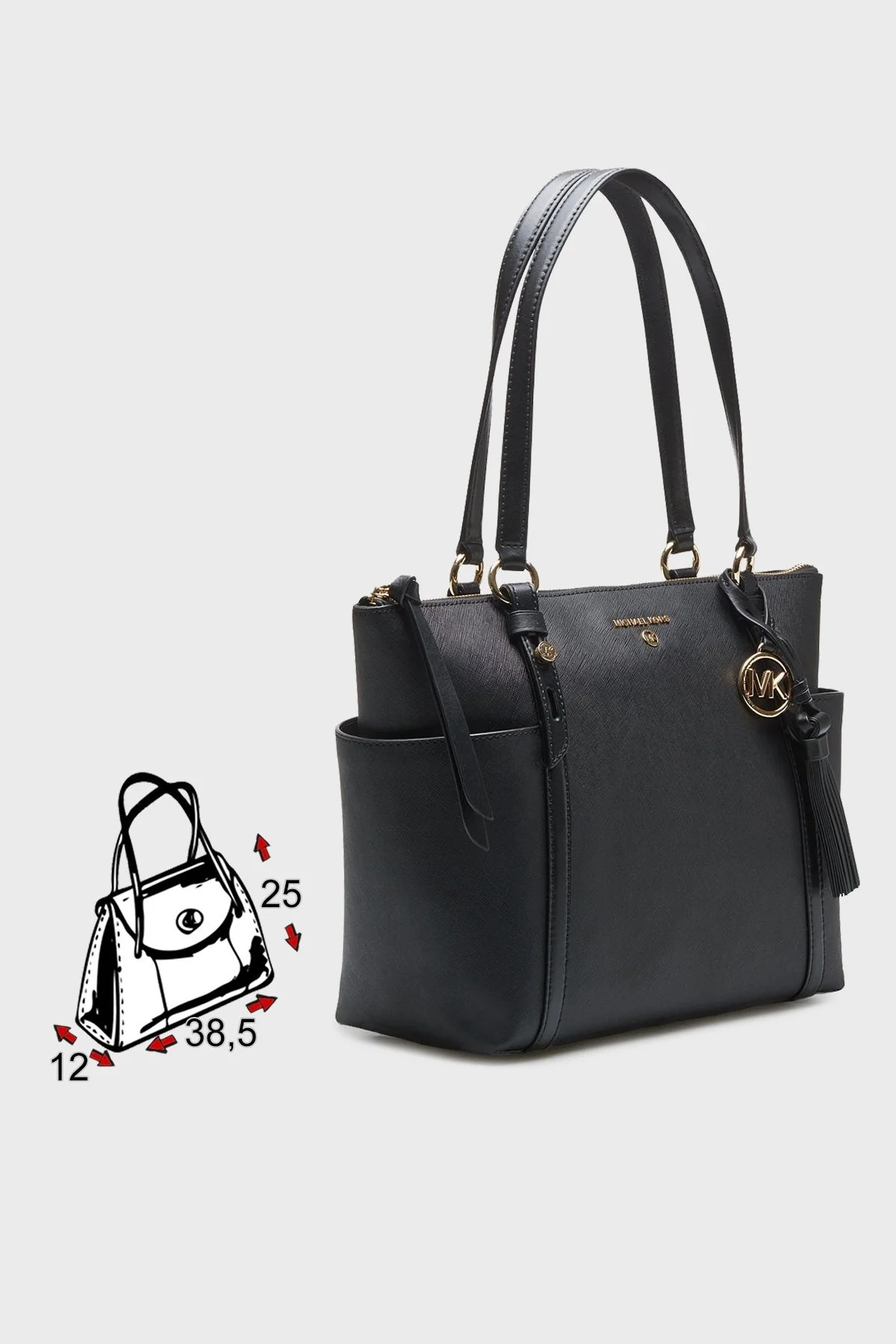 Michael Kors Logolu Fermuarlı Hakiki Deri Sullivan Bayan Çanta 30T0GNXT2L 001 SİYAH - 5