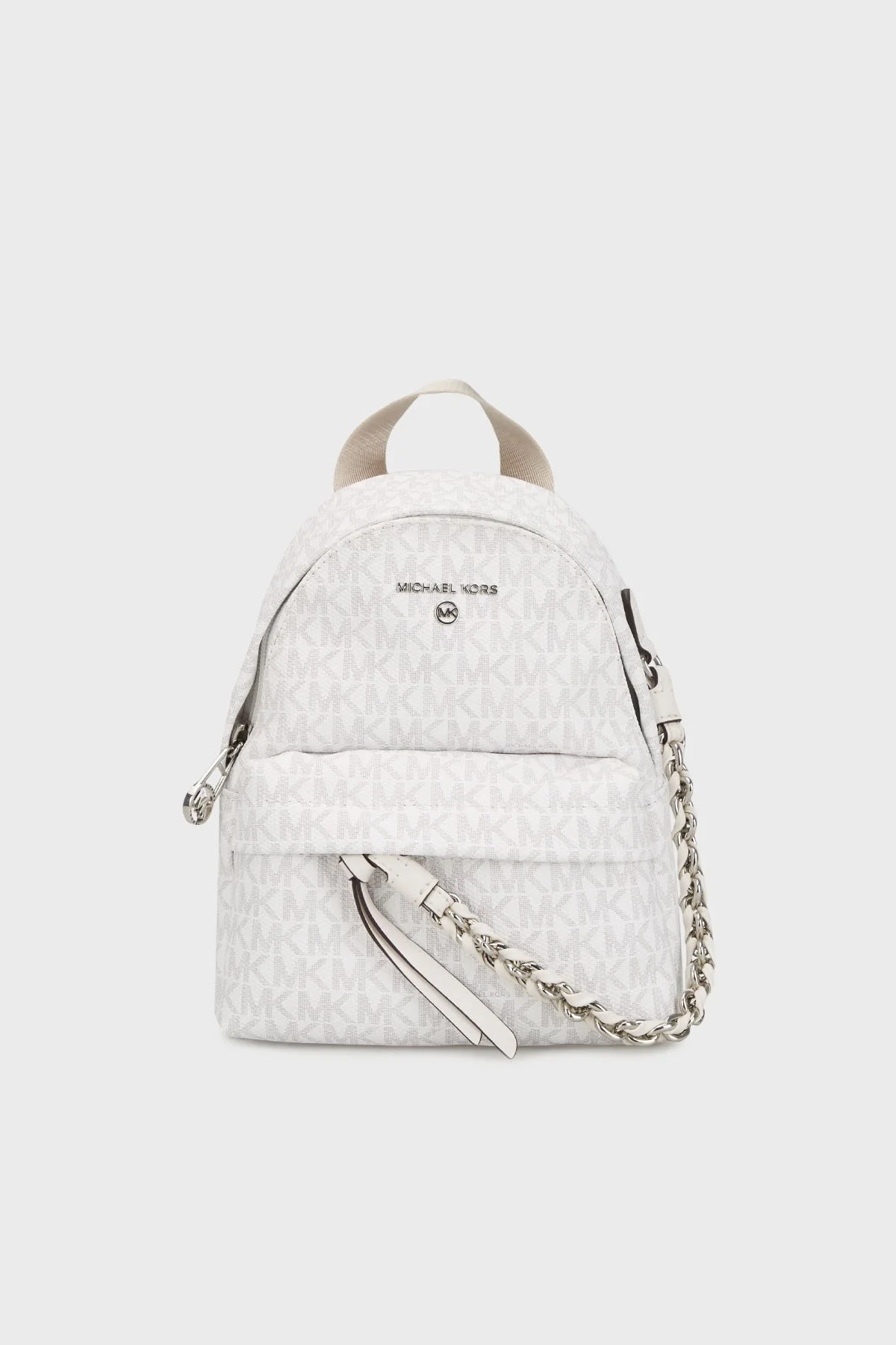 Michael Kors Logolu Hakiki Deri Ayarlanabilir Çift Omuz Askılı Çanta 30T1S04B0B119 Bayan Sırt Çantası 30T1S04B0B 119 BEYAZ - 1