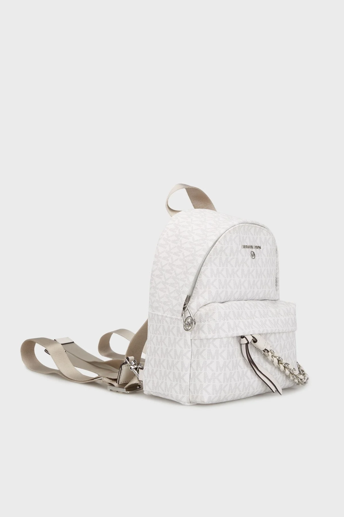 Michael Kors Logolu Hakiki Deri Ayarlanabilir Çift Omuz Askılı Çanta 30T1S04B0B119 Bayan Sırt Çantası 30T1S04B0B 119 BEYAZ - 2